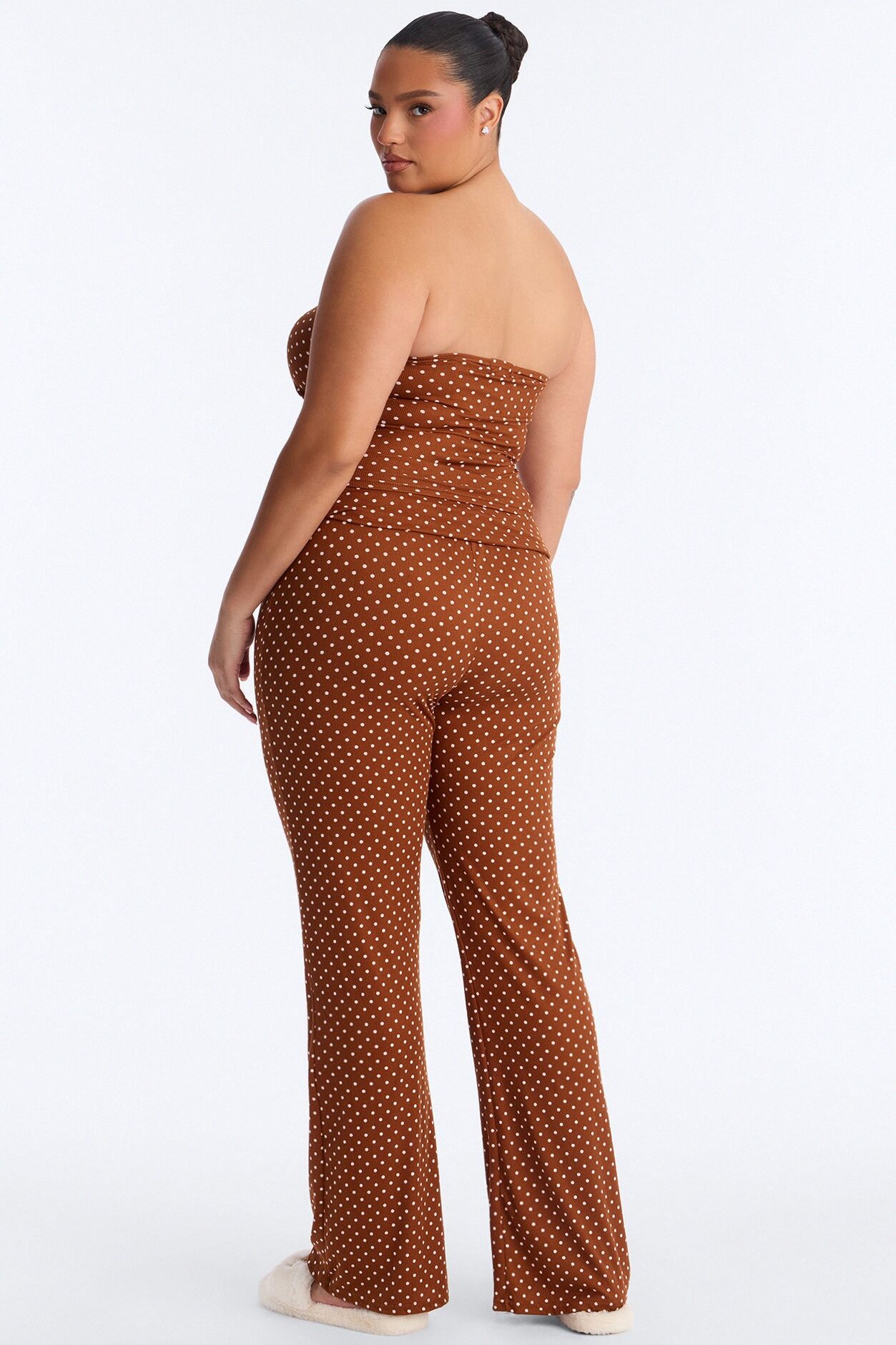 Must Be Dreaming Tube Top Foldover PJ Pant Set - Chocolate