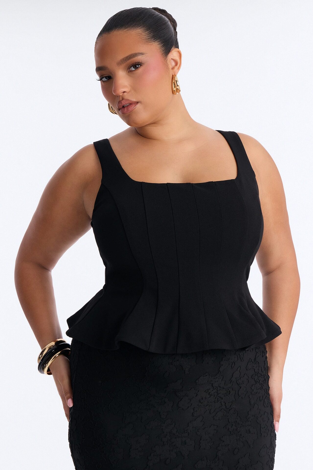 In Bloom Peplum Gown - Black