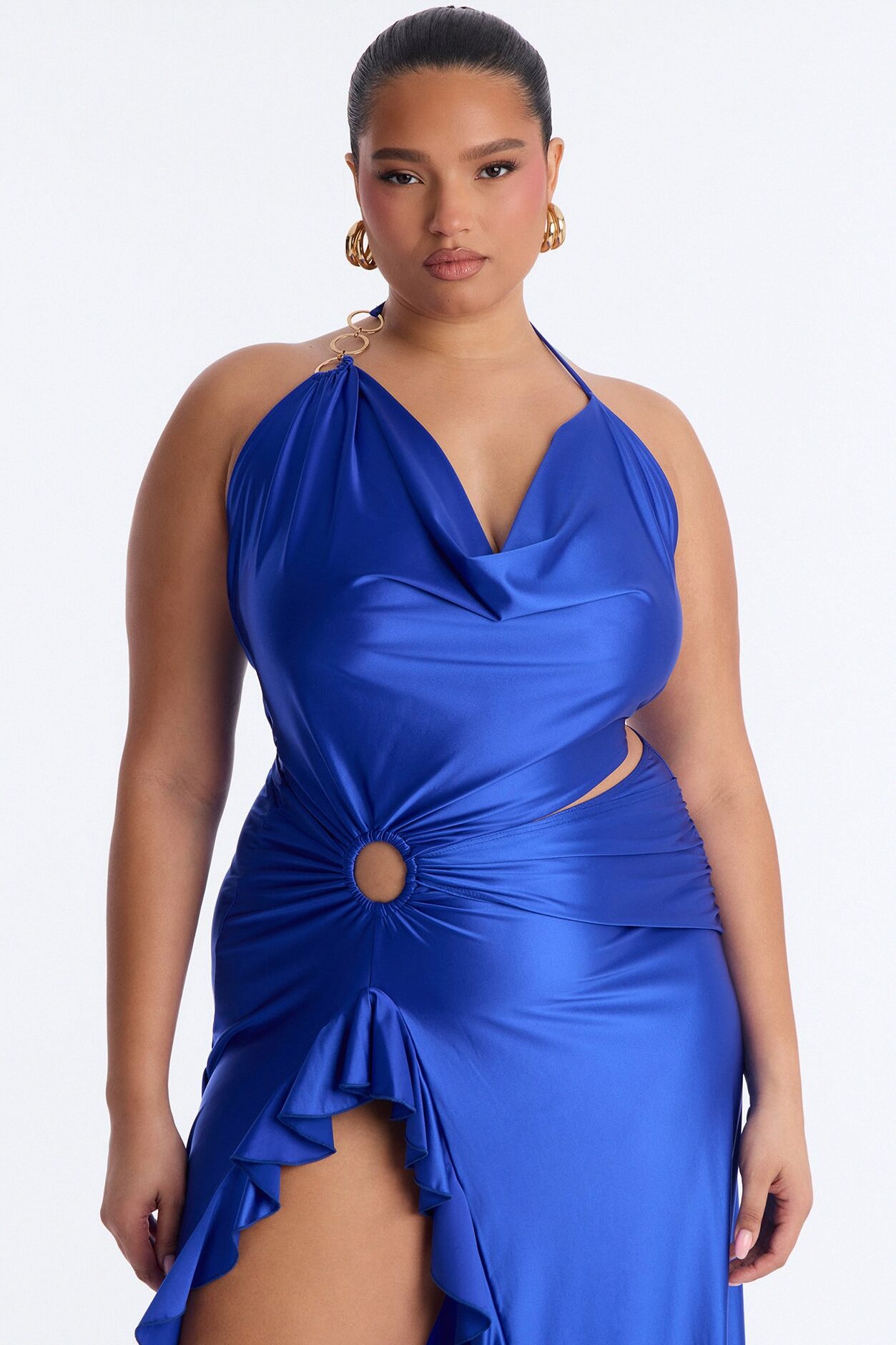 Clarissa Cowl Halter Maxi Dress - Royal