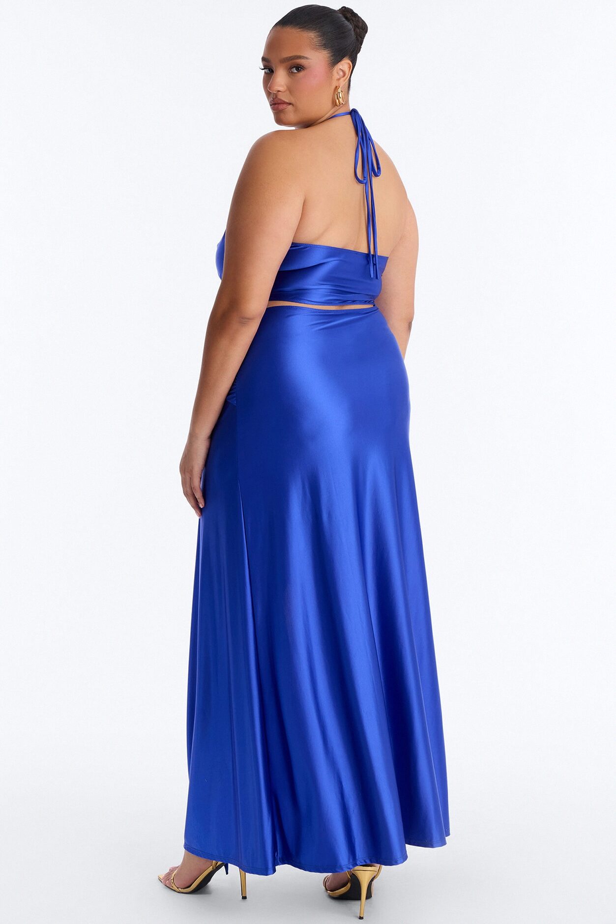 Clarissa Cowl Halter Maxi Dress - Royal