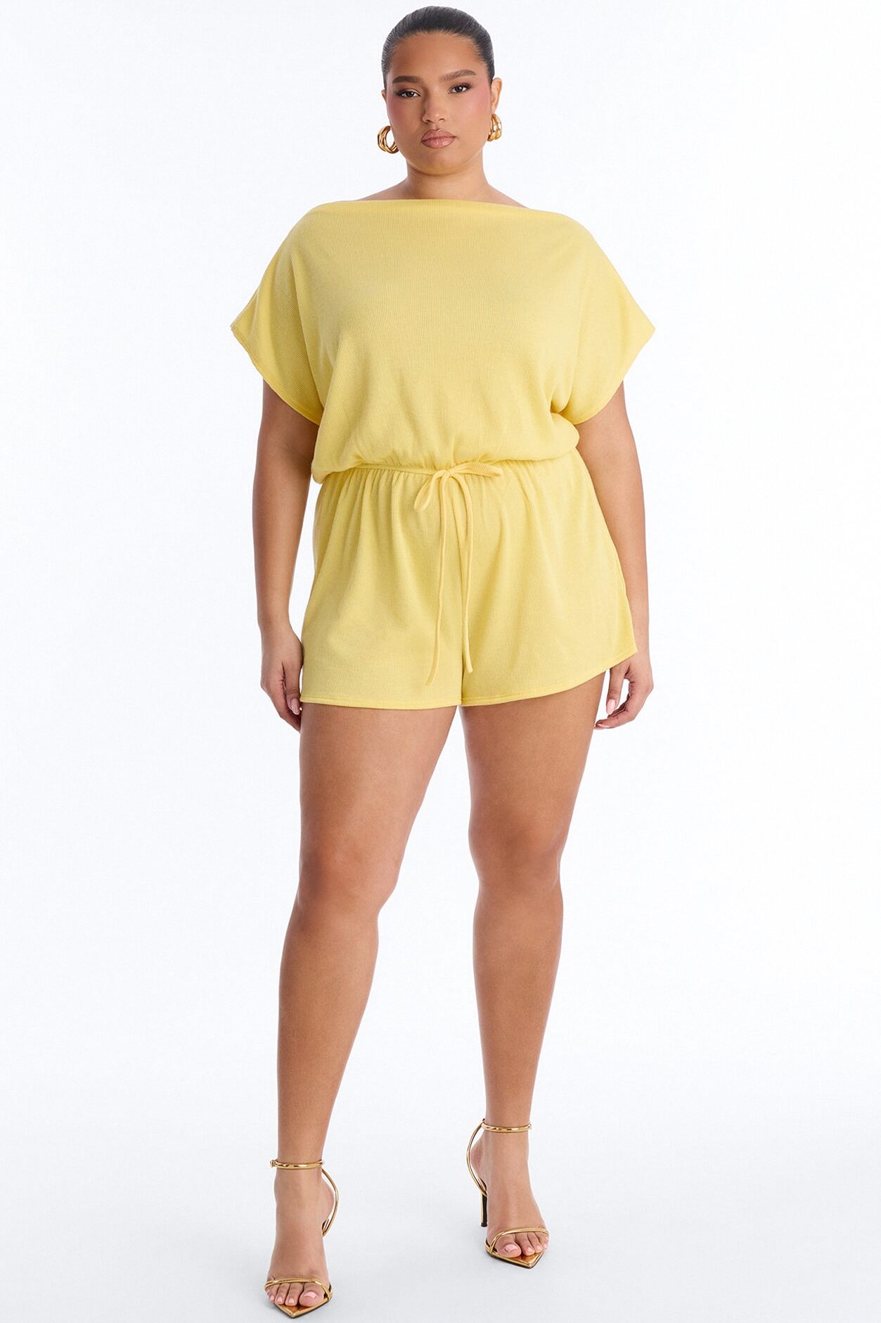 Easy Does It Ribbed Romper - Yellow