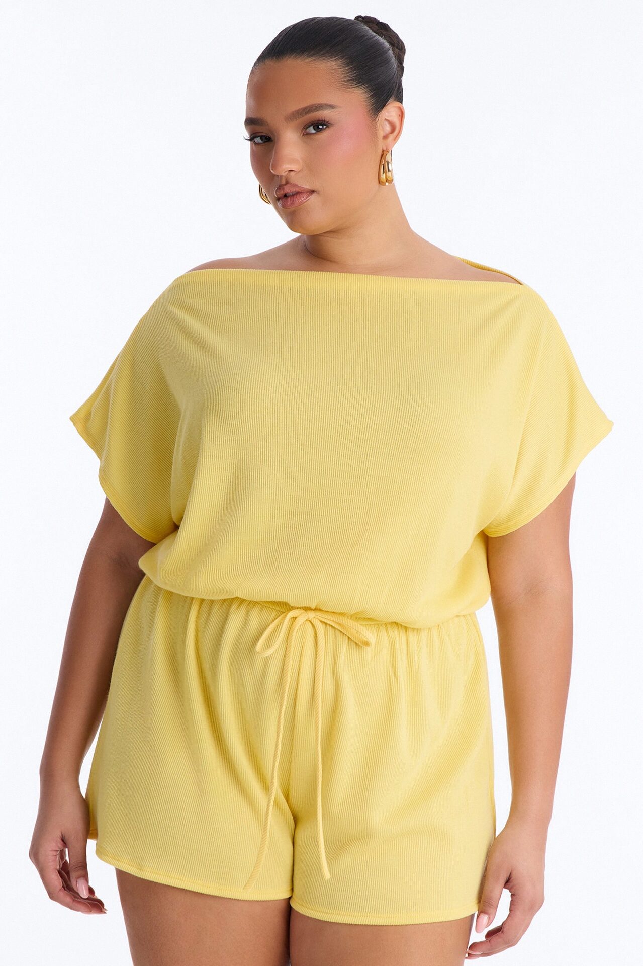 Easy Does It Ribbed Romper - Yellow