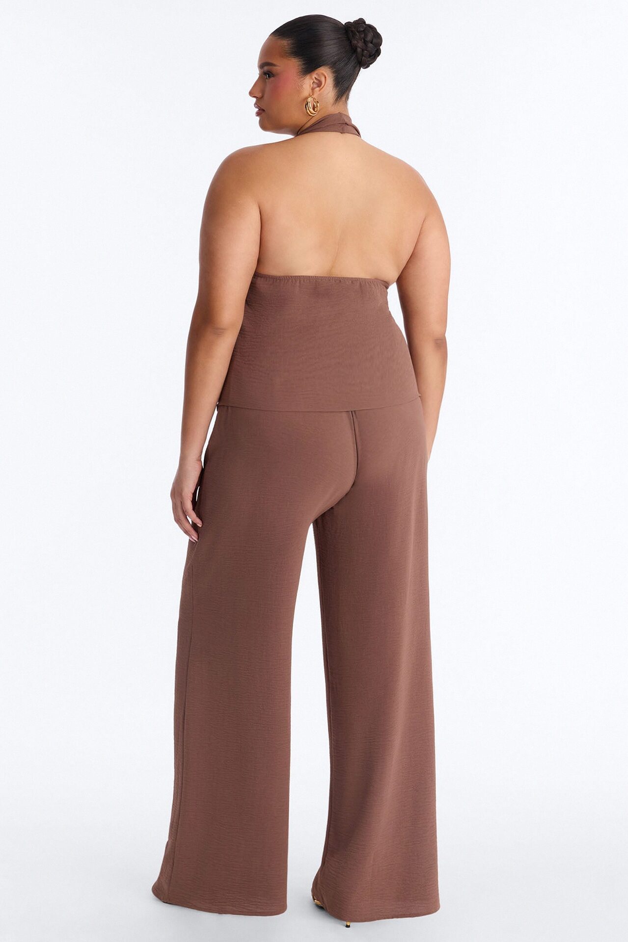 Natalie Halter Cowl Pant Set - Mocha
