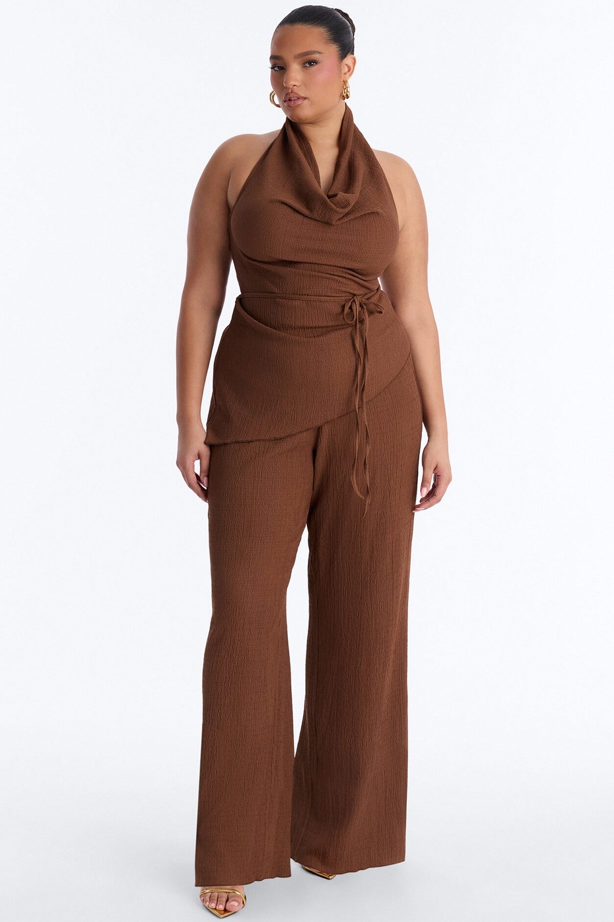 Evelyn Halter Pant Set - Mocha