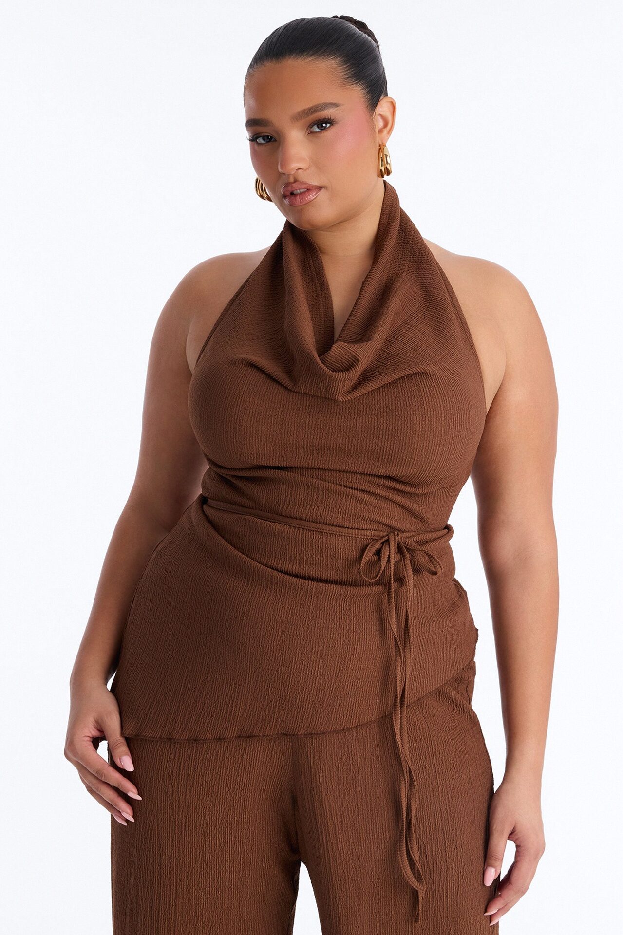 Evelyn Halter Pant Set - Mocha