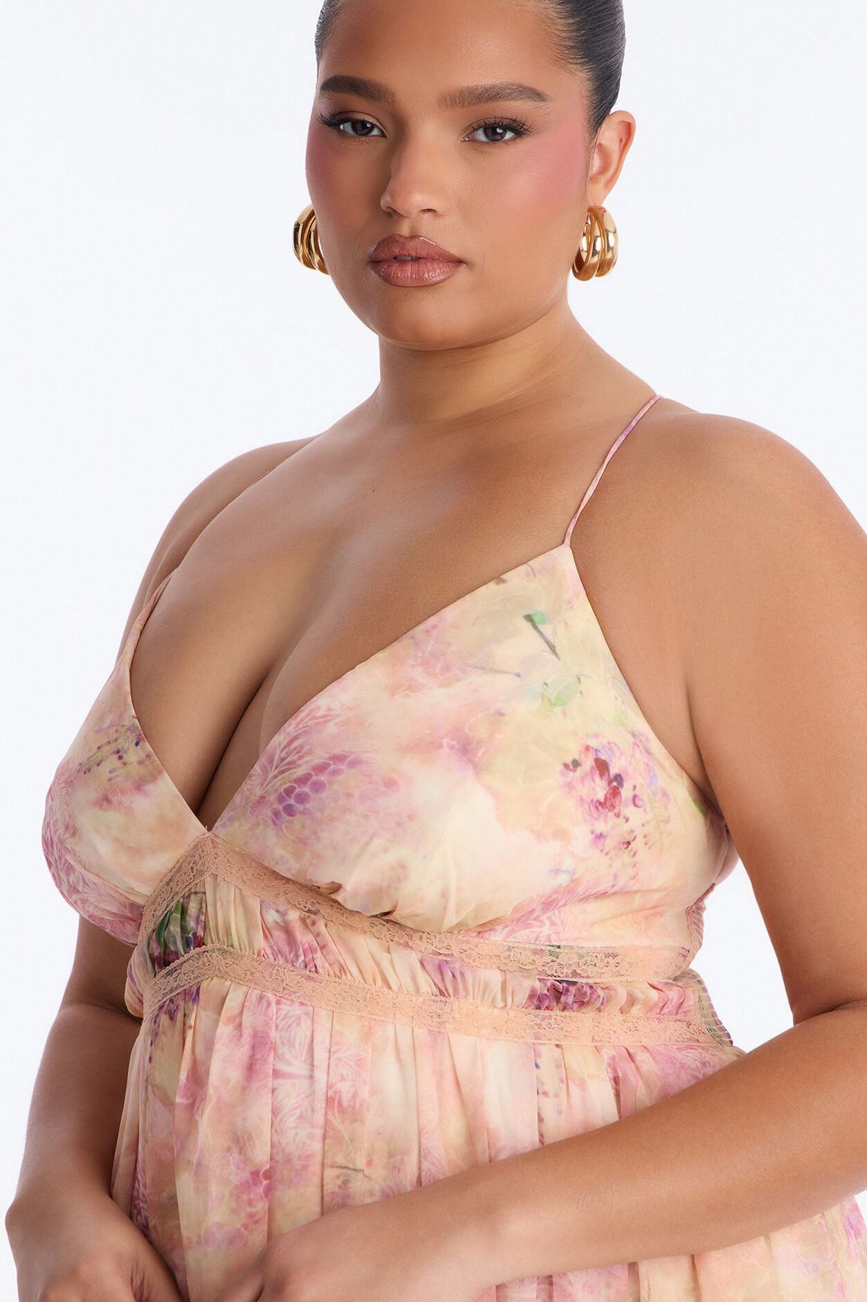 Flirty Flare Chiffon Maxi Dress - Peach/combo