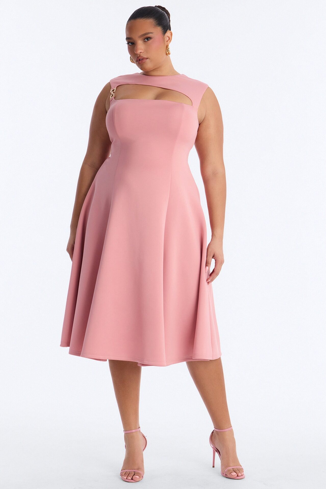 Mallie A Line Midi Dress - Mauve