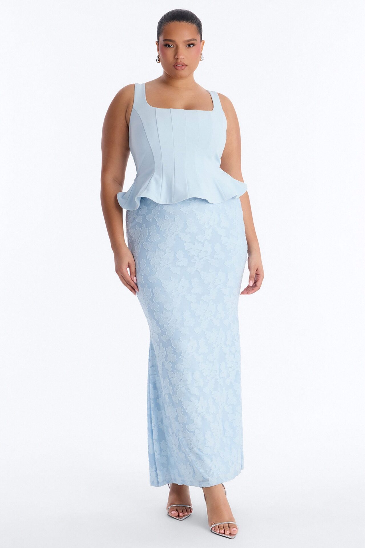 In Bloom Peplum Gown - Light Blue