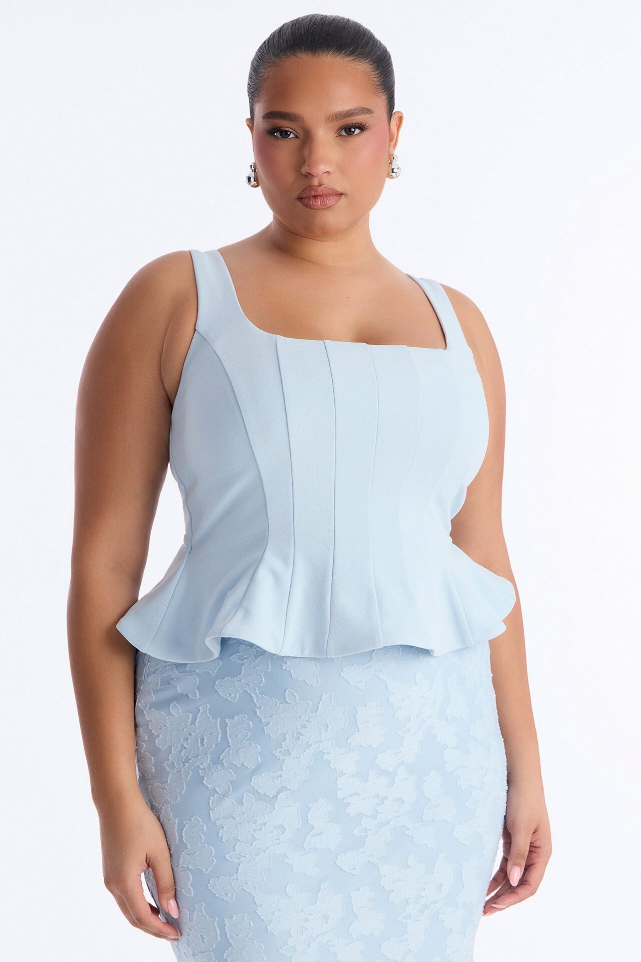 In Bloom Peplum Gown - Light Blue