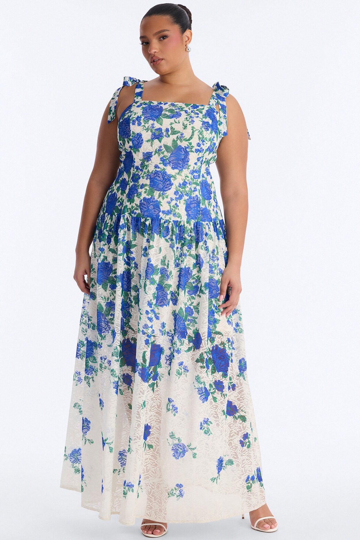Jessinta Floral Lace Maxi Dress - Blue/combo