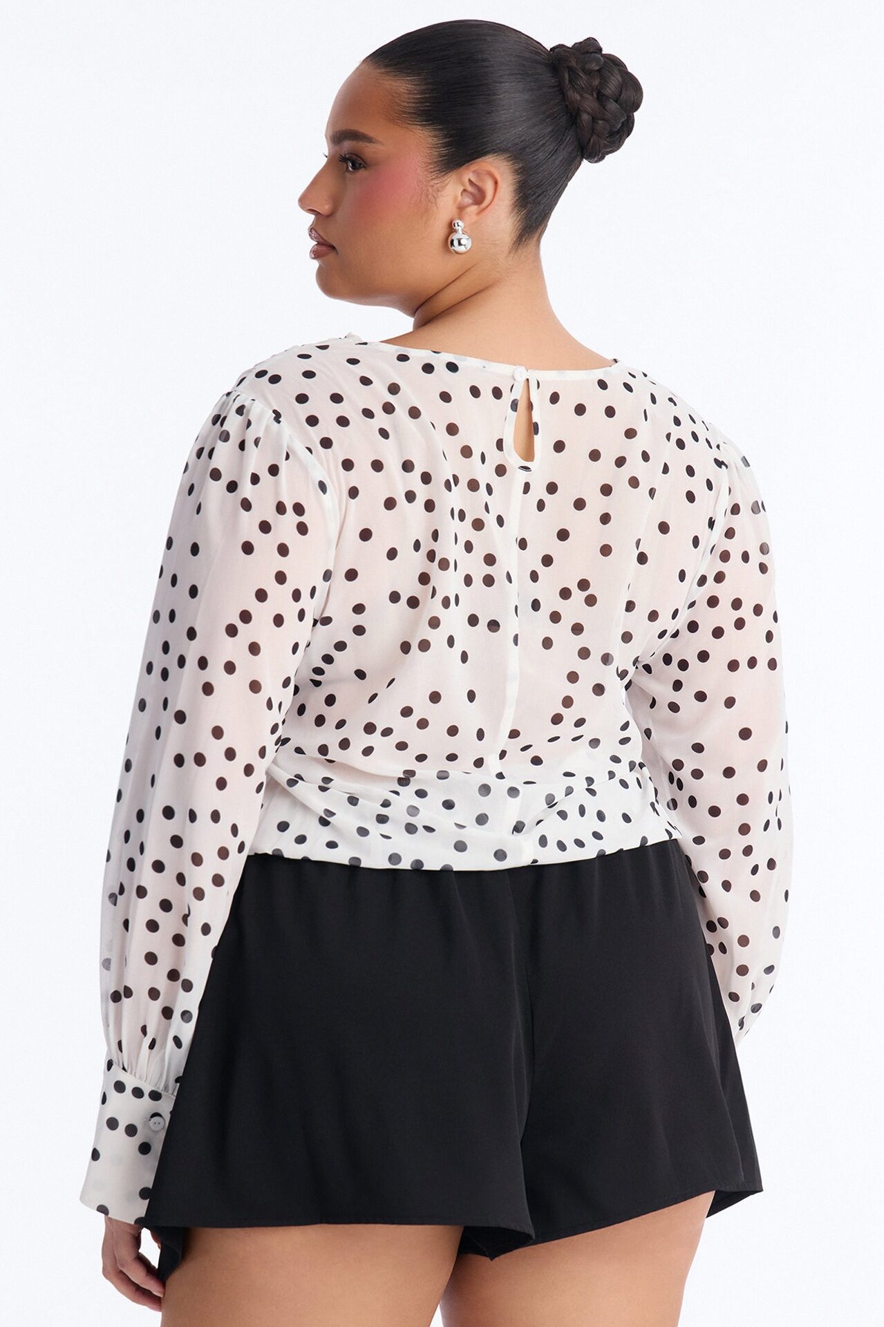 Polka Dot Vibe Chiffon Romper - Black/White
