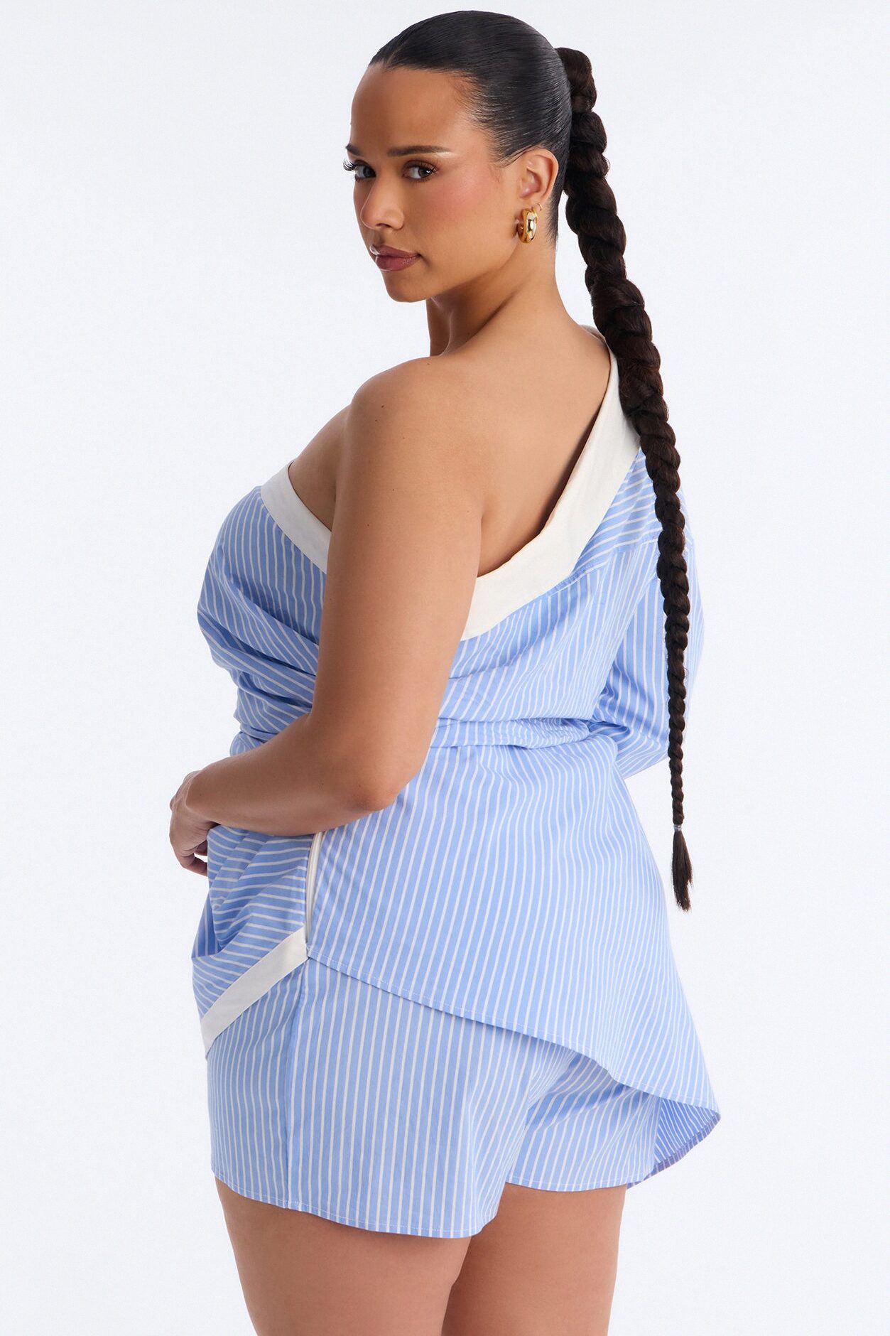 Sasha Pinstripe Romper - Blue