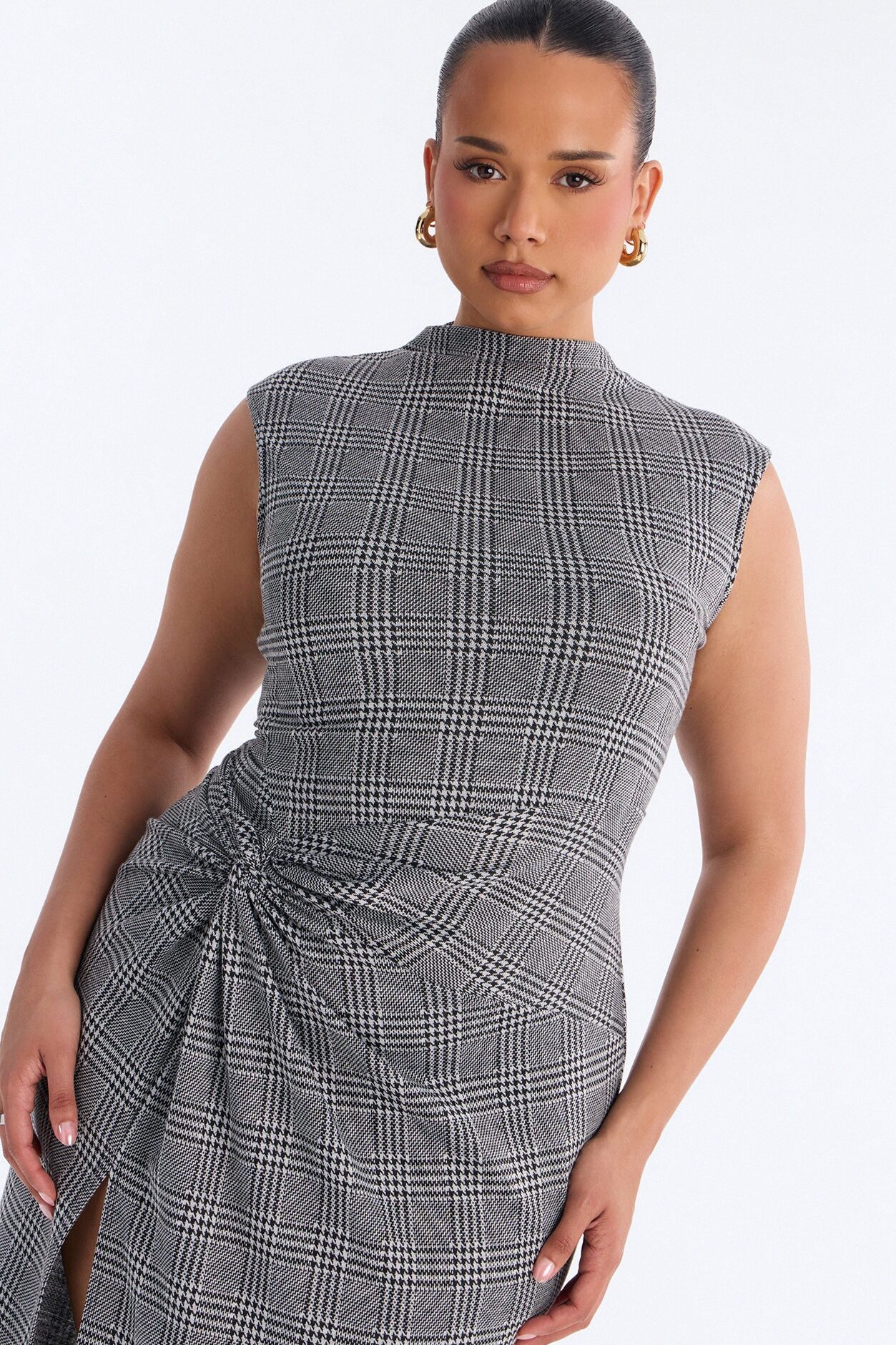 Aubree Houndstooth Maxi Dress - Black/White