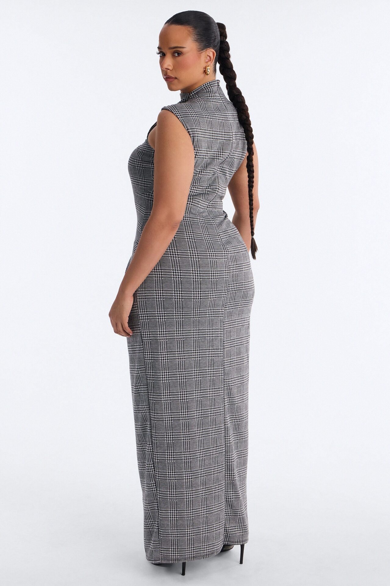 Aubree Houndstooth Maxi Dress - Black/White
