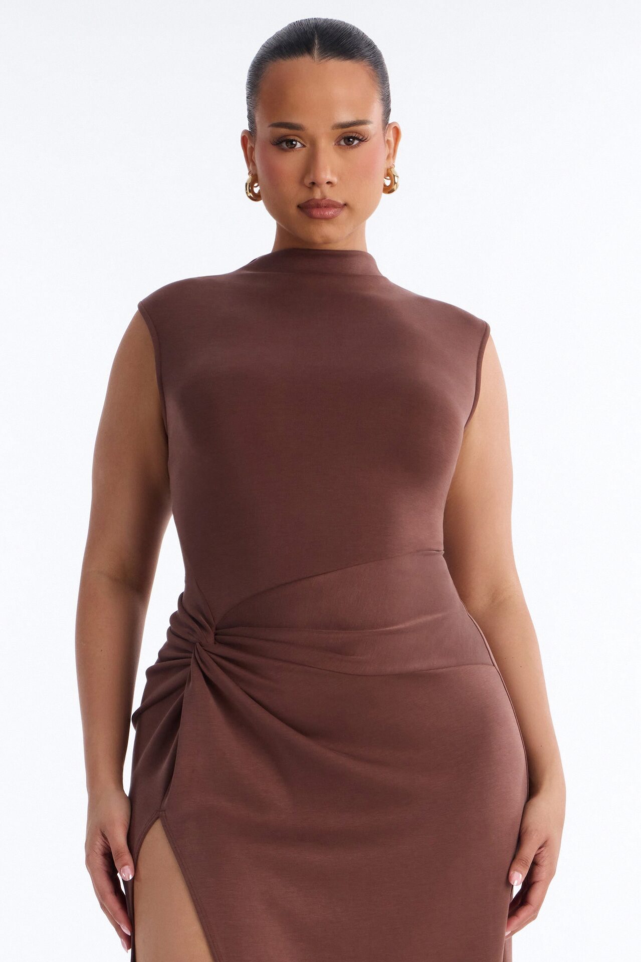 Vivi Twist Maxi Dress - Chocolate