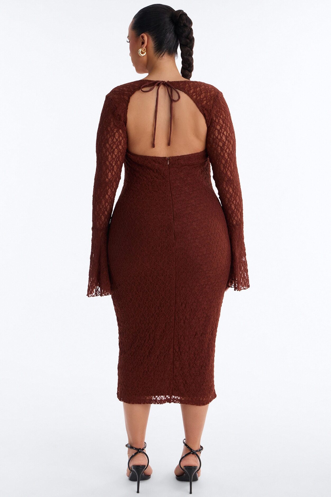 Saffron Lace Midi Dress - Chocolate