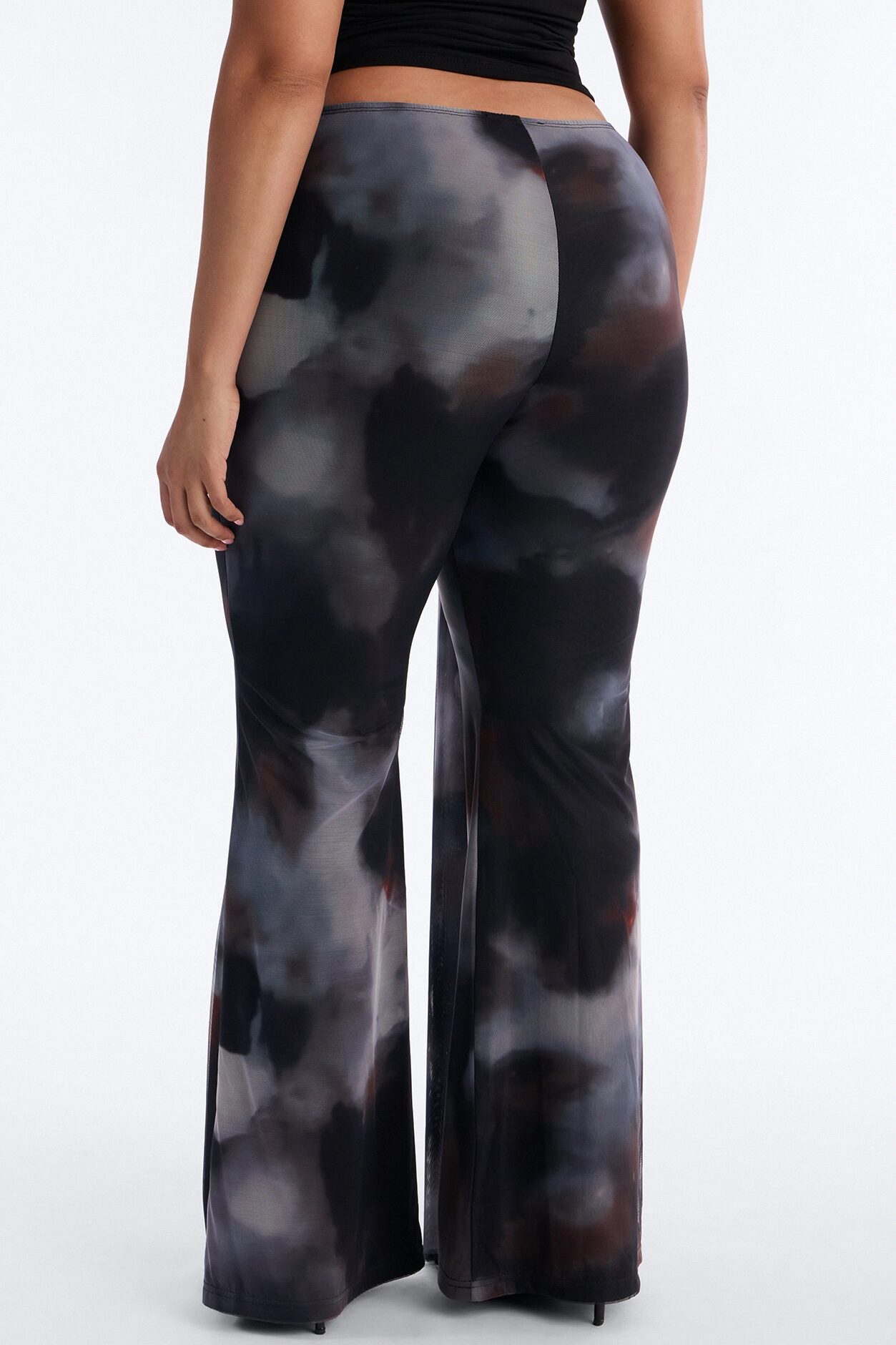 Keisha Wrap Waist Mesh Flare Pant - Grey/combo