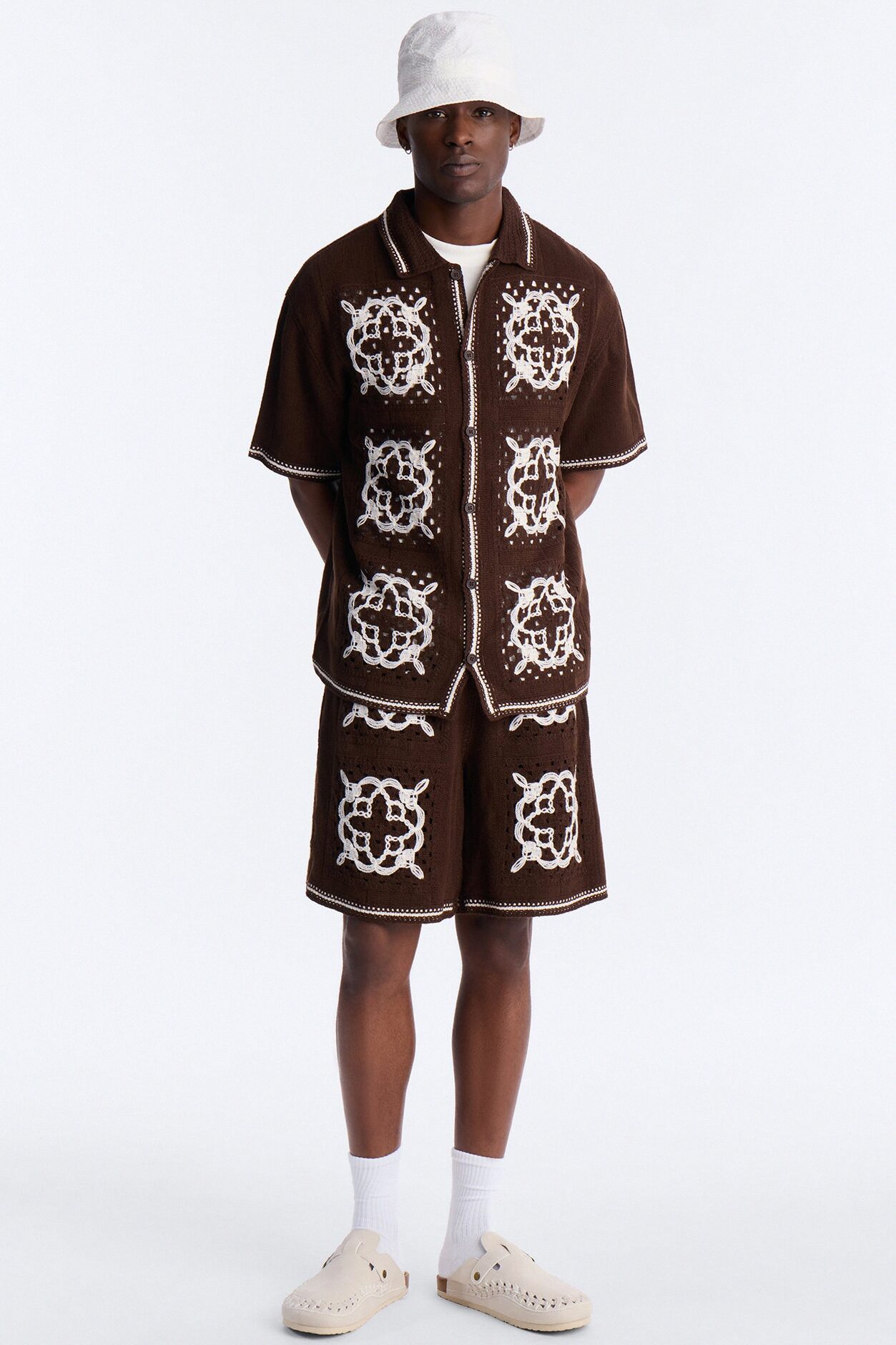 Relaxed Lido Isle Crochet Short - Brown