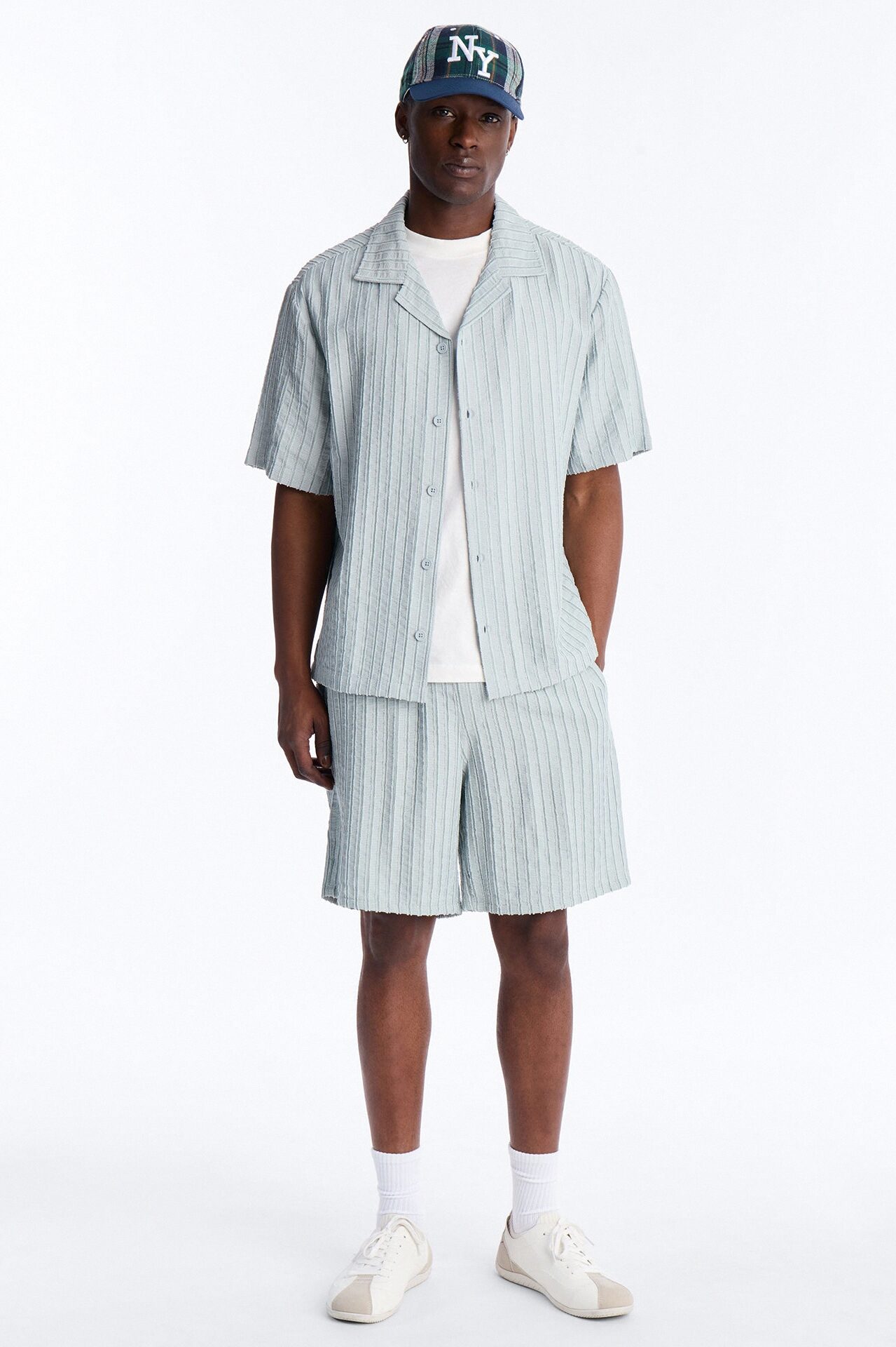 Relaxed Aegean Pleat Cuban Collar Button Up - Sage
