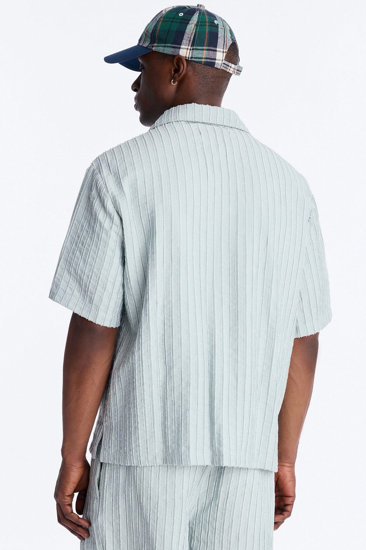 Relaxed Aegean Pleat Cuban Collar Button Up - Sage