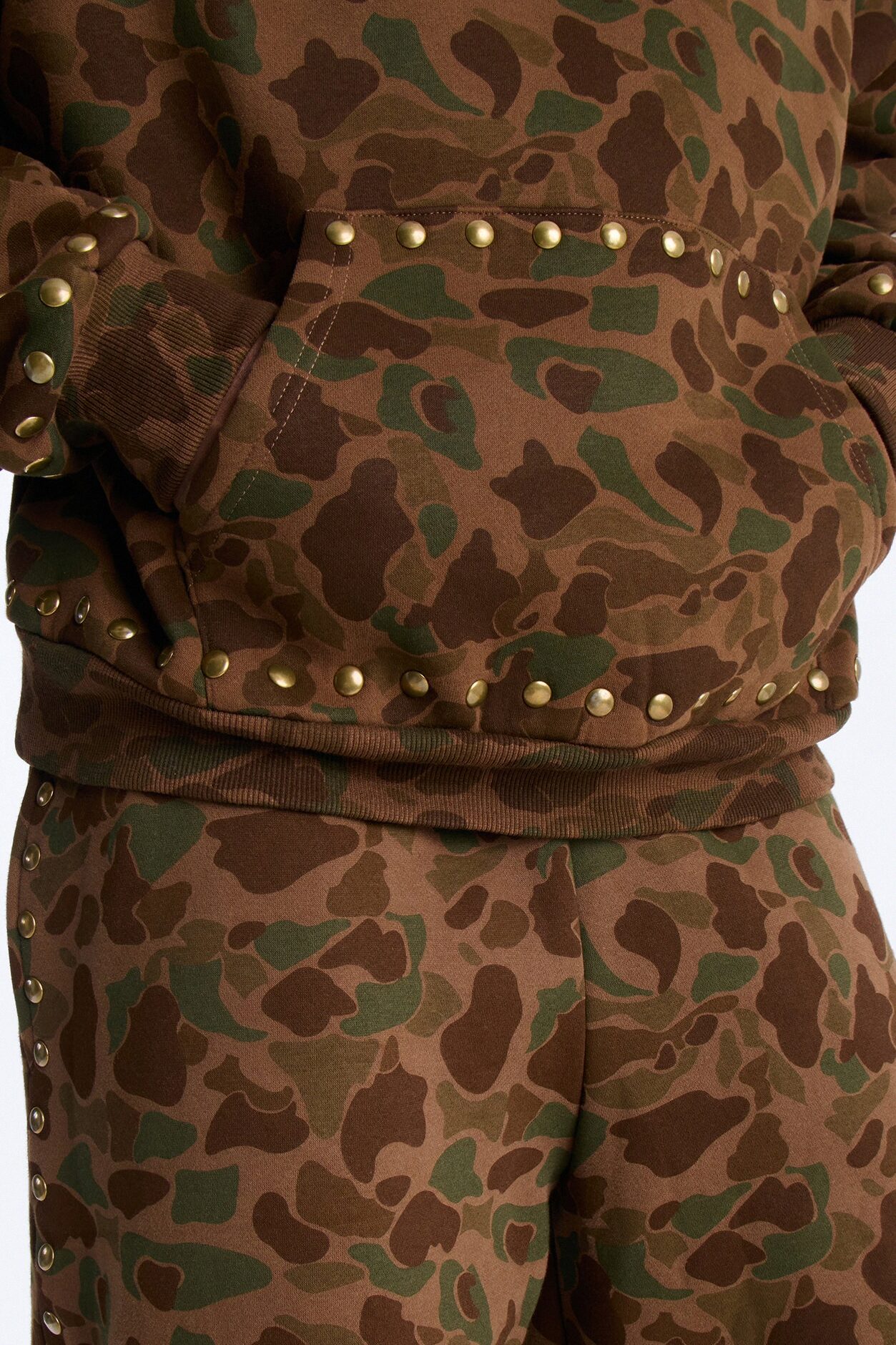 Oversized Frontline Studded Camo Hoodie - Camouflage