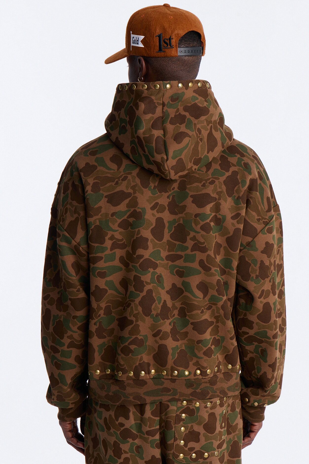 Oversized Frontline Studded Camo Hoodie - Camouflage