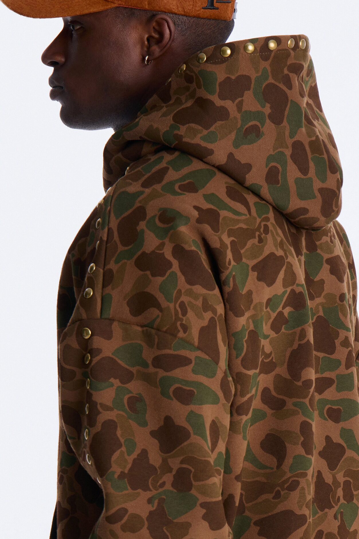 Oversized Frontline Studded Camo Hoodie - Camouflage