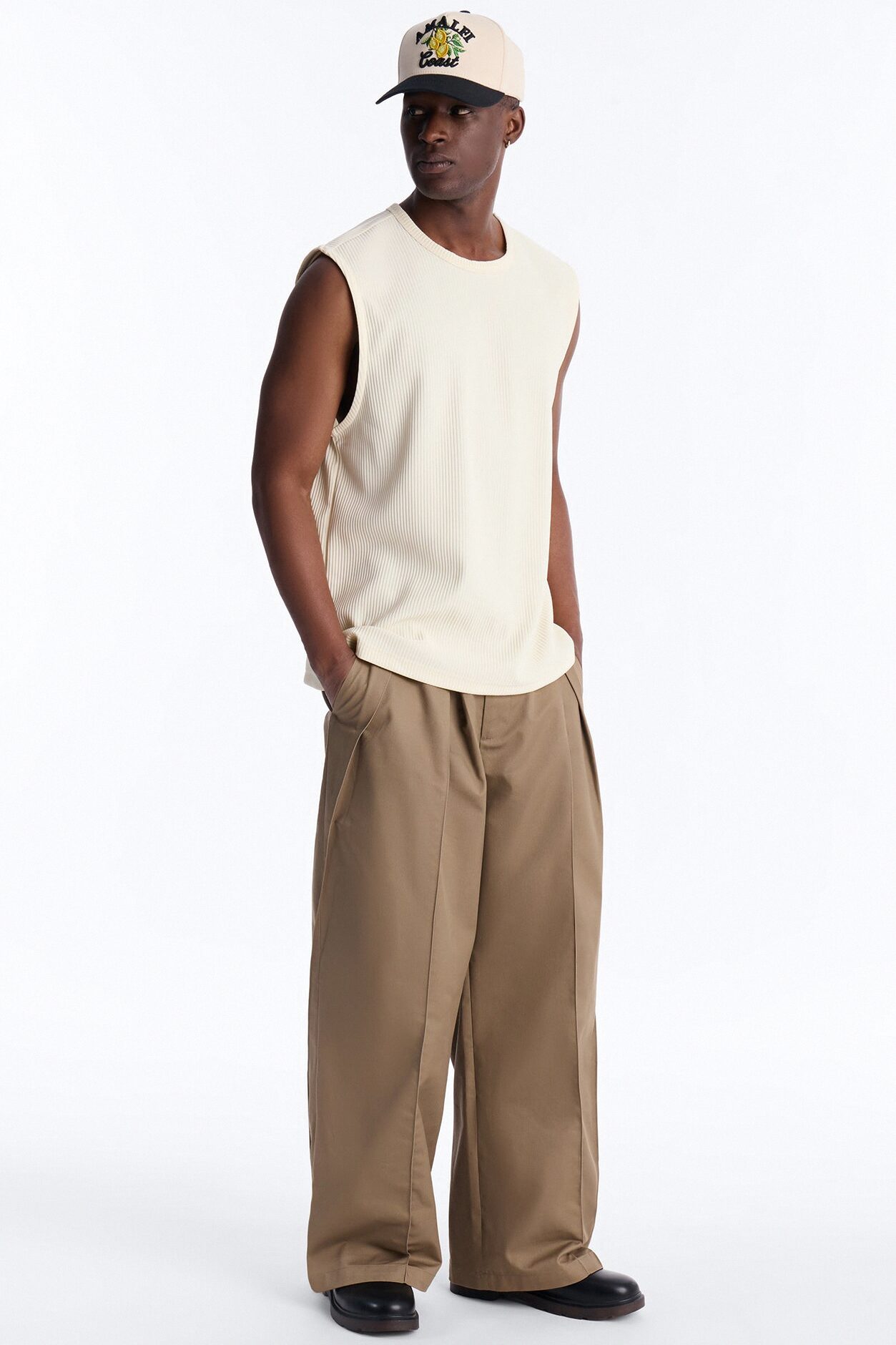 Wide Leg Doheny Abstract Blade Trouser - Tan