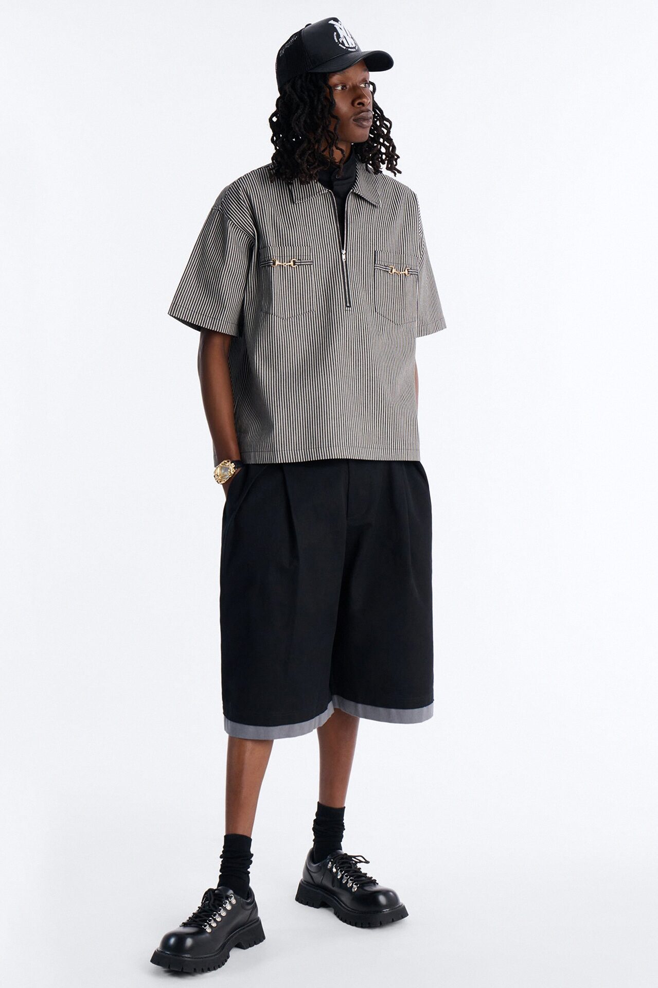Boxy Tokyo Drift Zip Up - Black