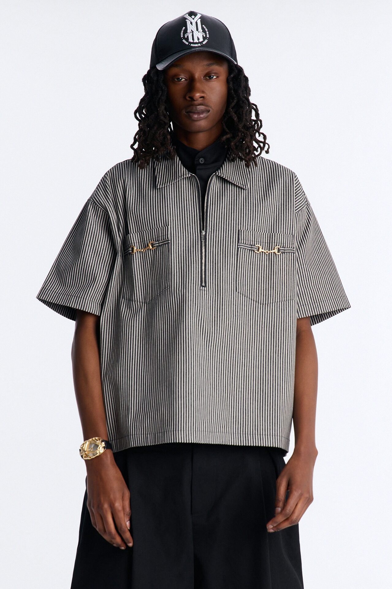 Boxy Tokyo Drift Zip Up - Black