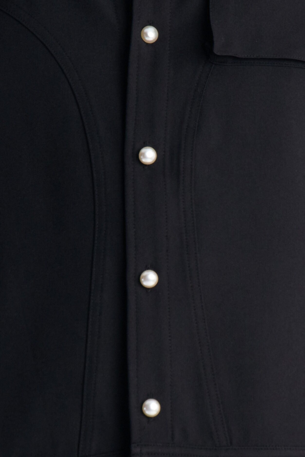 Pearl Paneled Utility Button Up Shirt - Black