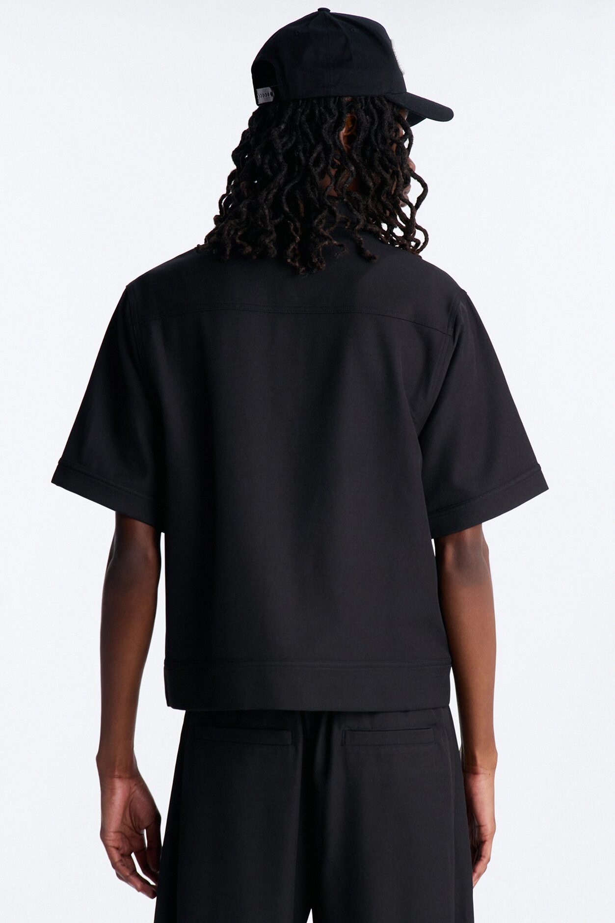 Pearl Paneled Utility Button Up Shirt - Black