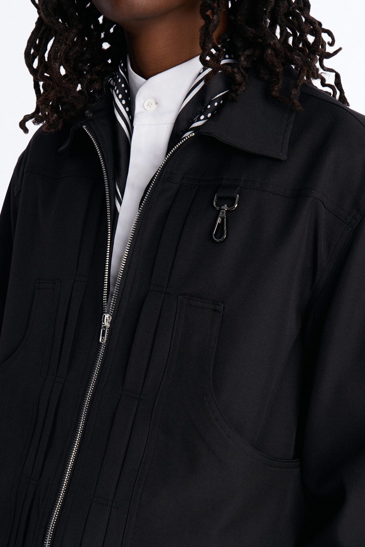 Relaxed Vertical Sync Zip Jacket - Black