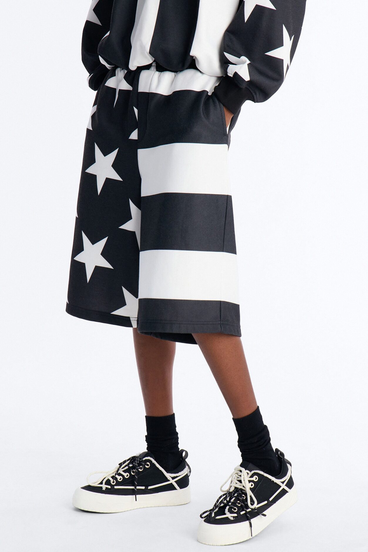 Stars And Stripes Baggy Short - Black/White