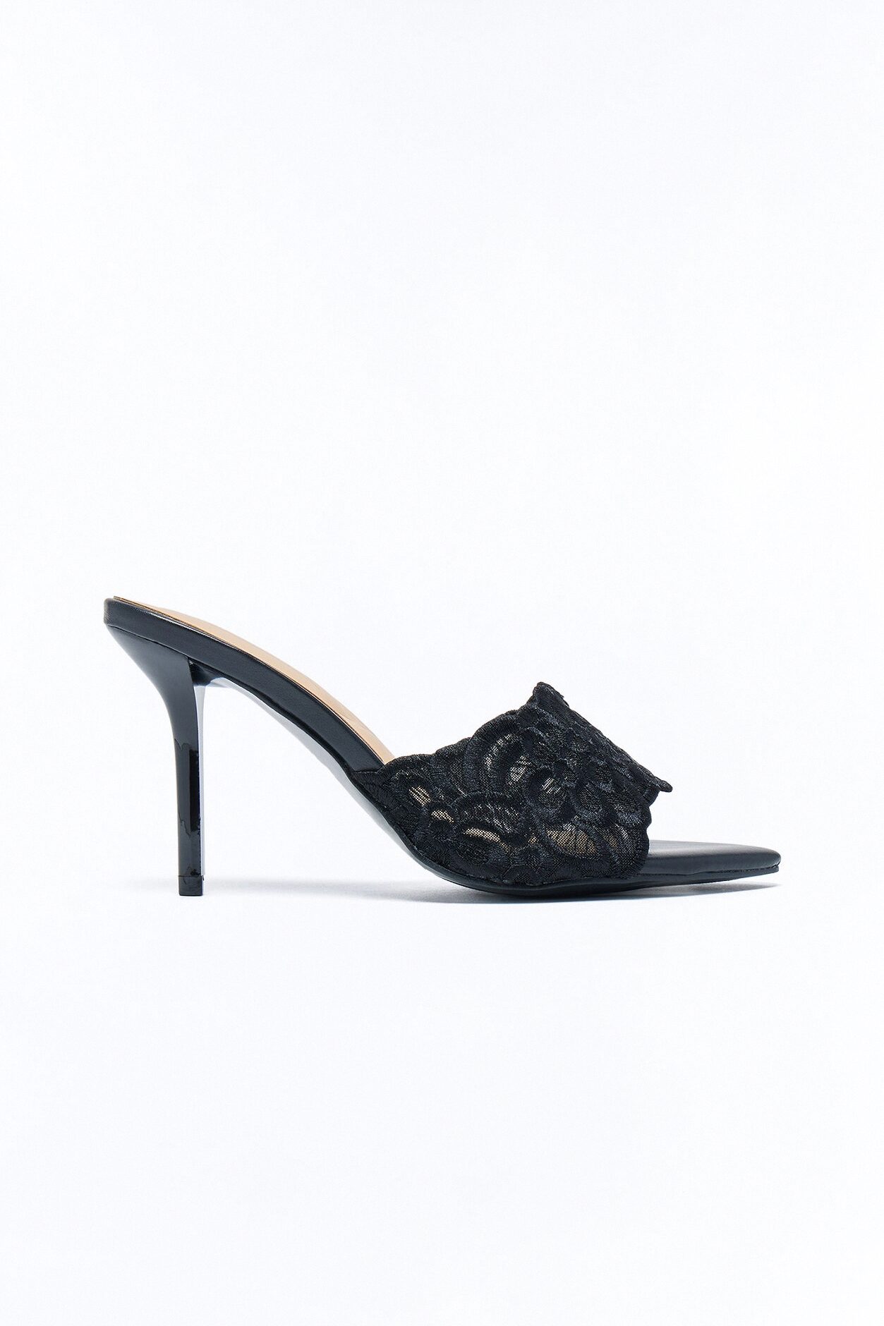 Frey Lace Stiletto Heels - Black