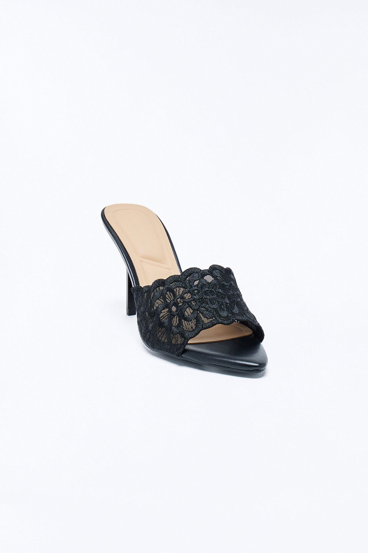 Frey Lace Stiletto Heels - Black
