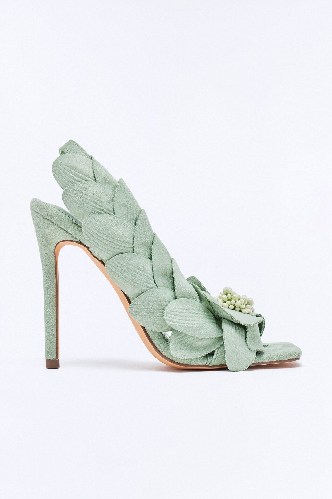 Elopement Flower Slingback Heels - Green