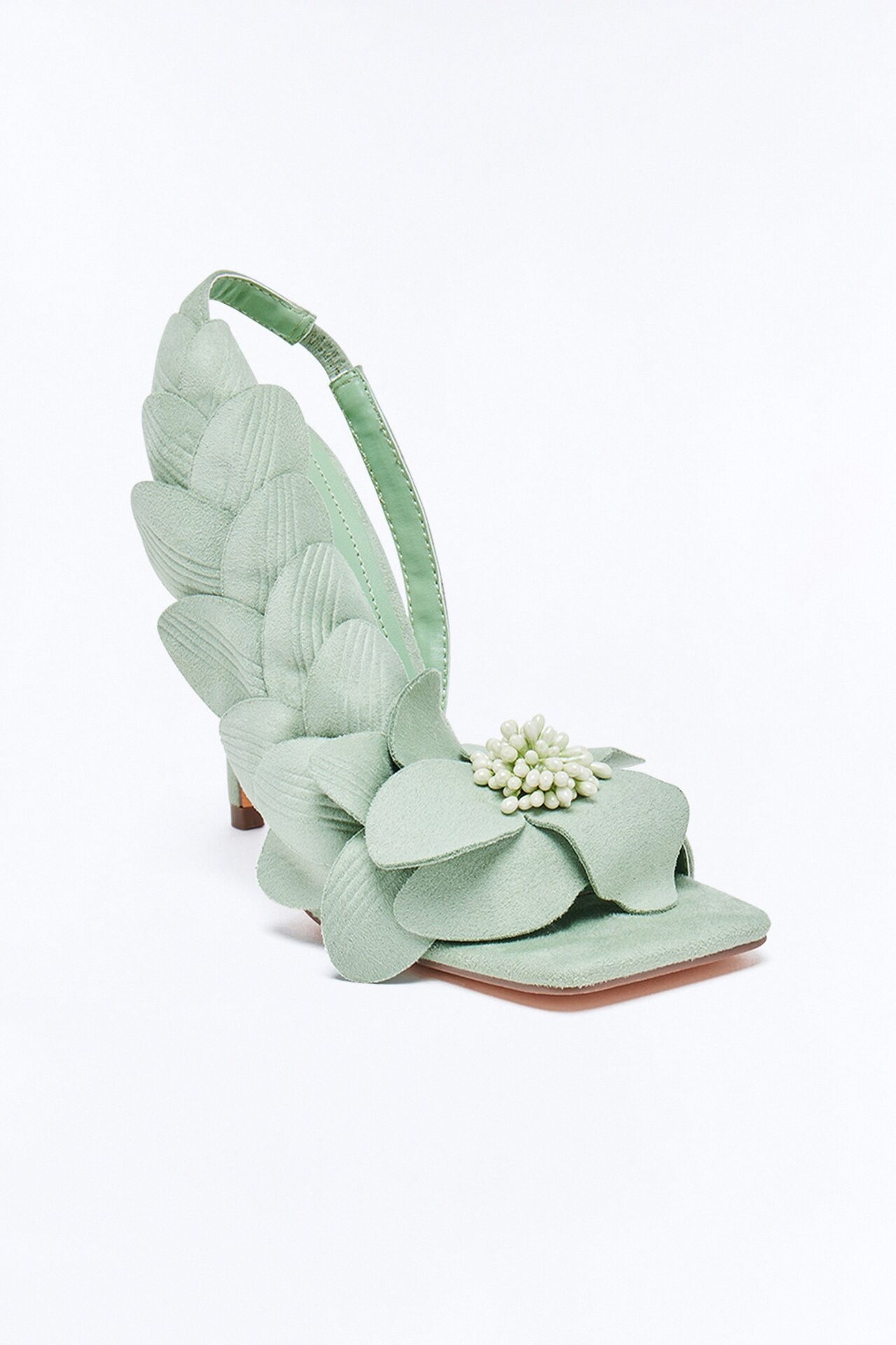 Elopement Flower Slingback Heels - Green