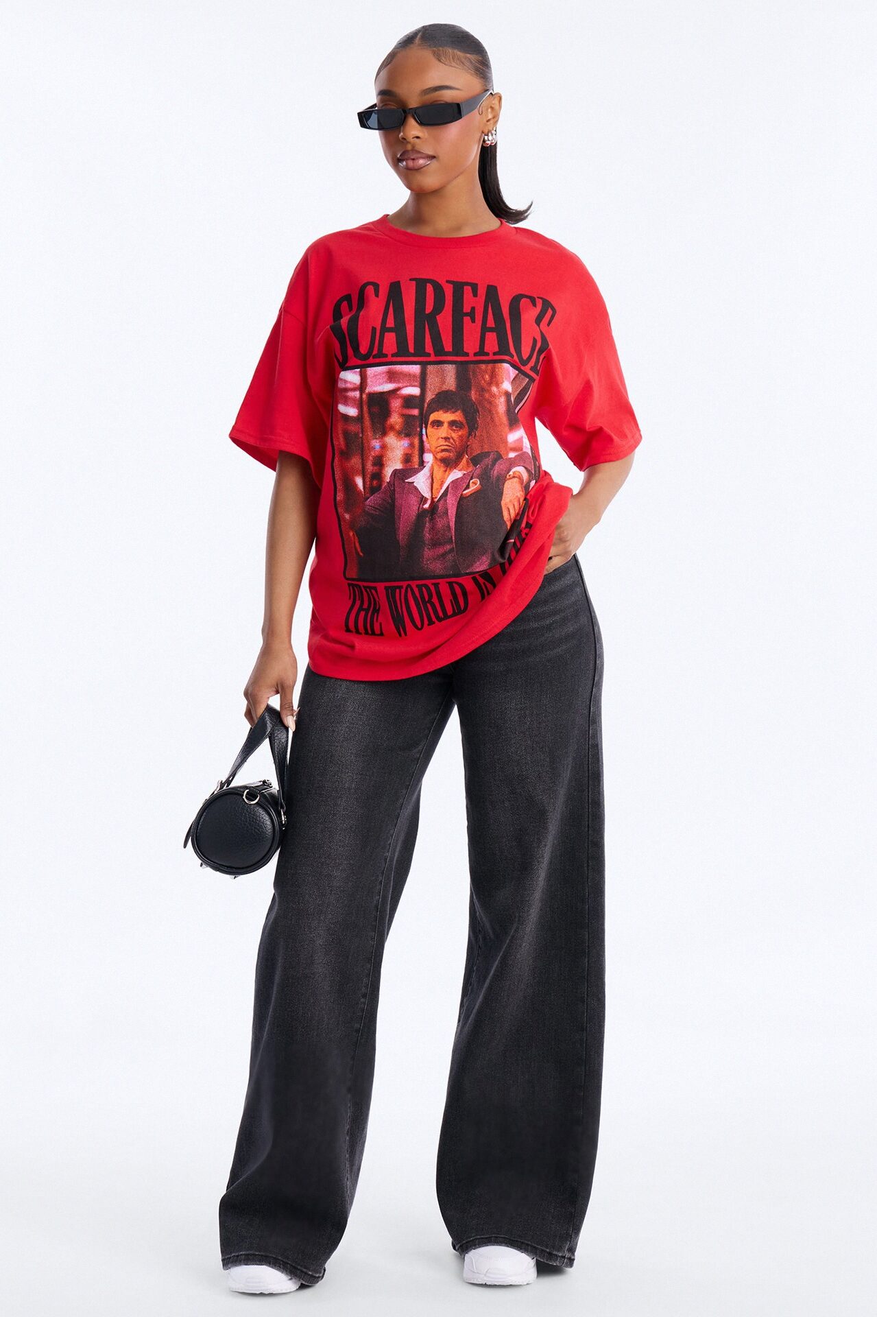 Scarface Multi Photo Oversized Tee - Red