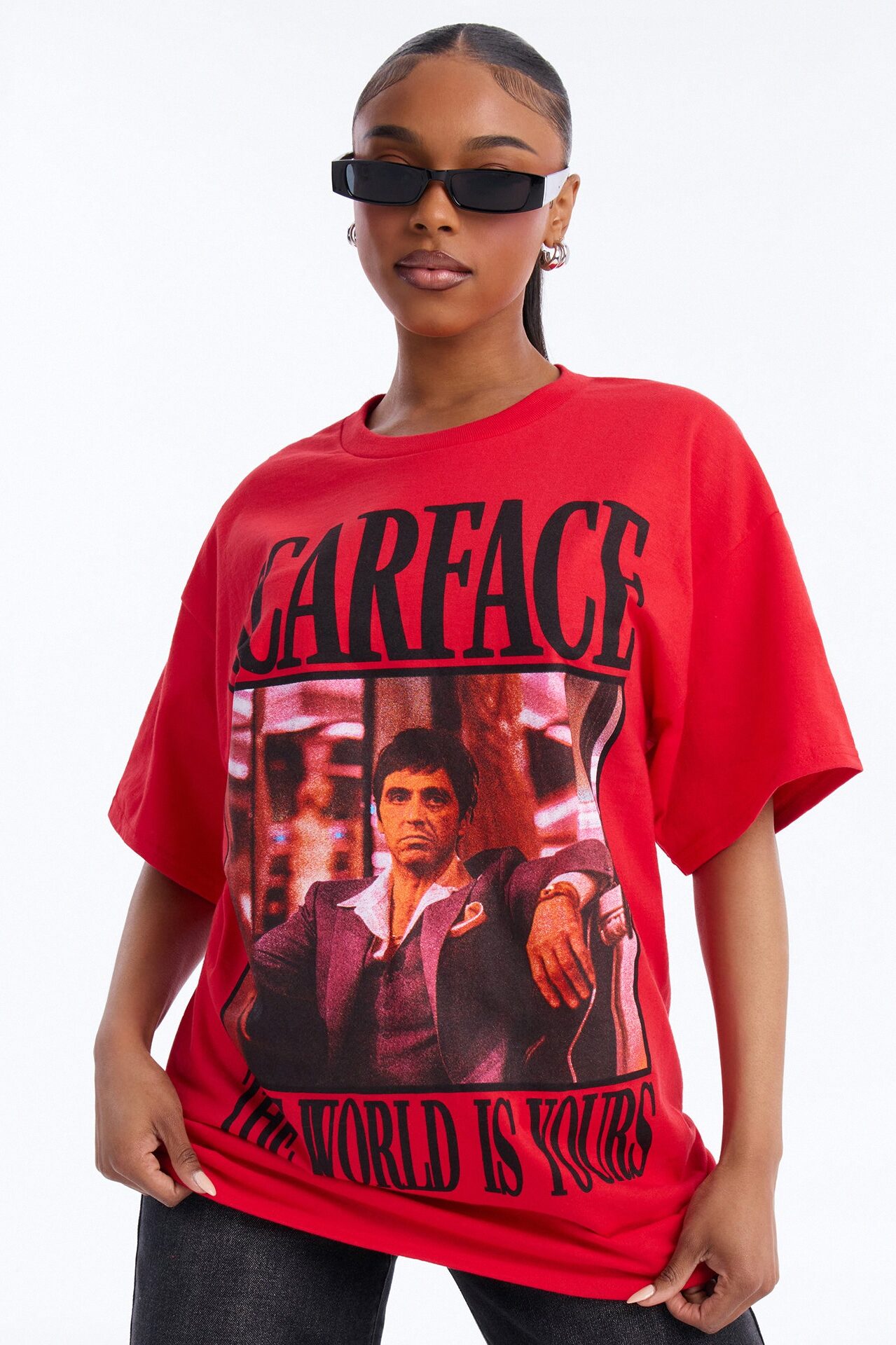 Scarface Multi Photo Oversized Tee - Red