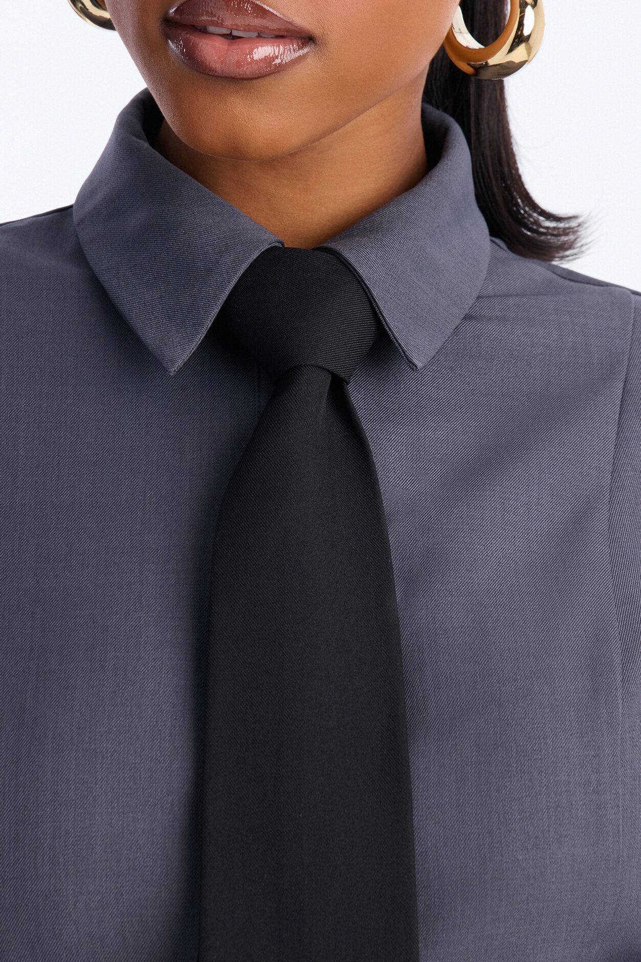 Sleek Shift 2 Piece Tie Romper - Charcoal