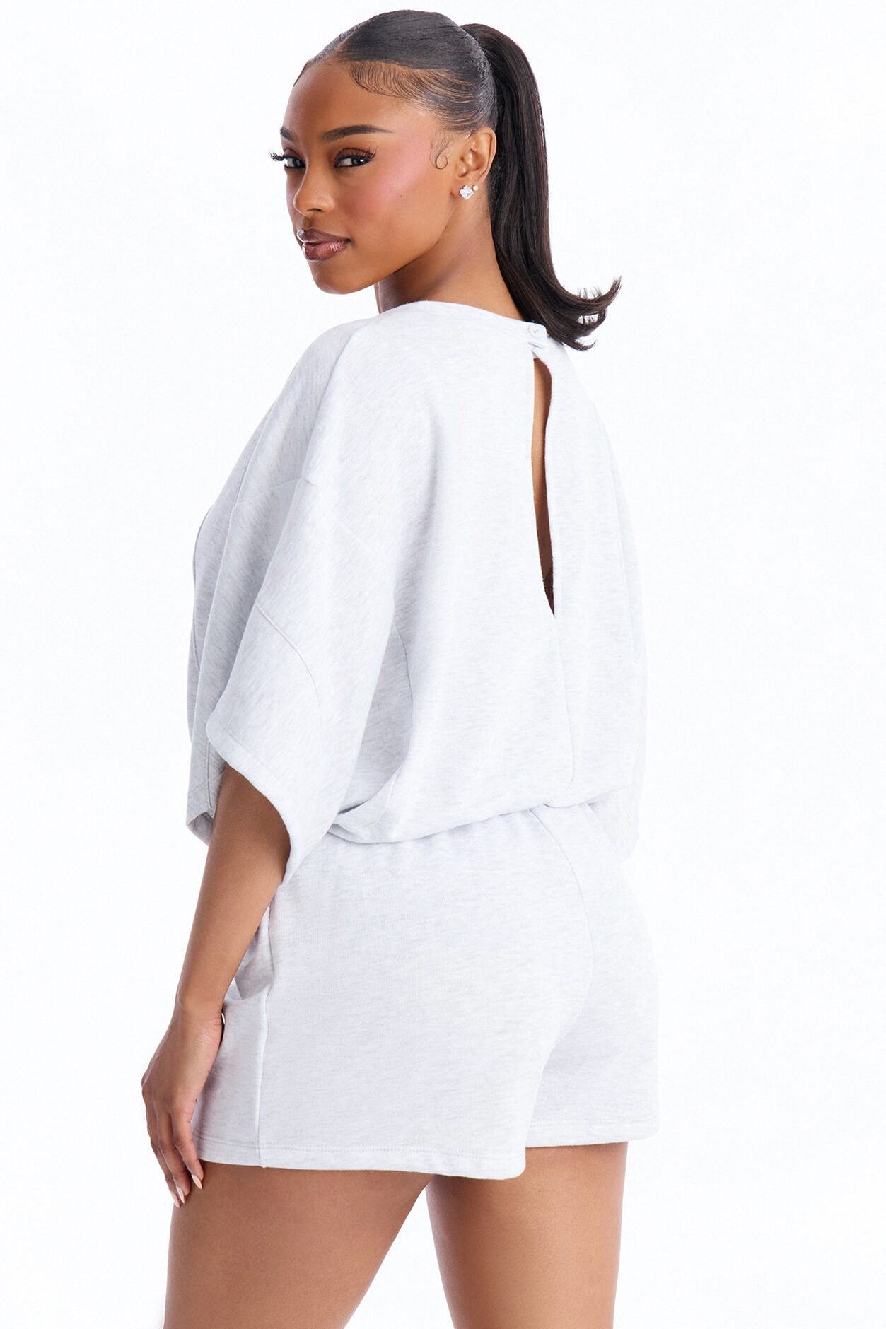 Charlize French Terry Romper - Heather Grey
