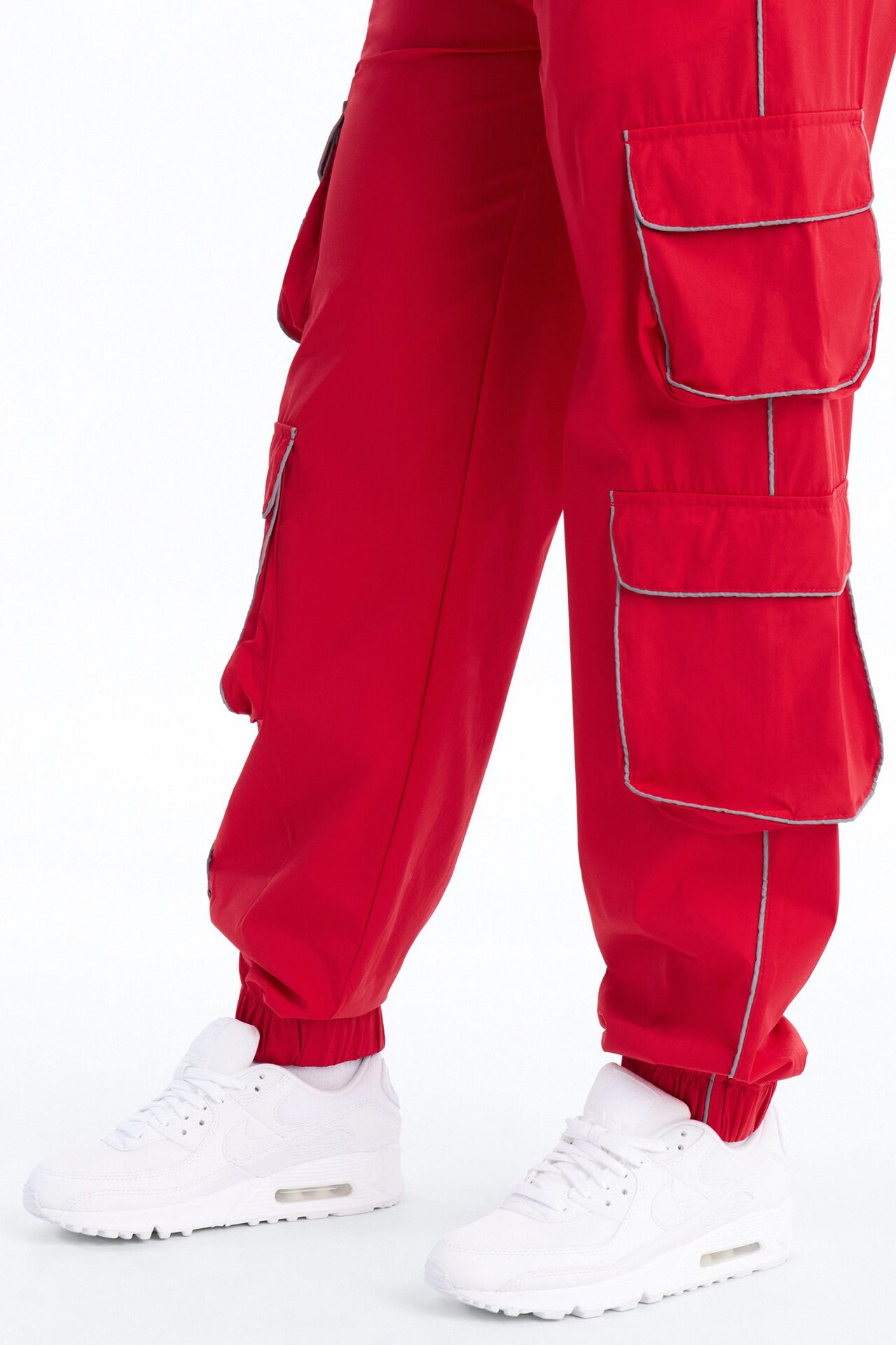 Nessa Nylon Cargo Hoodie Jogger Set - Red