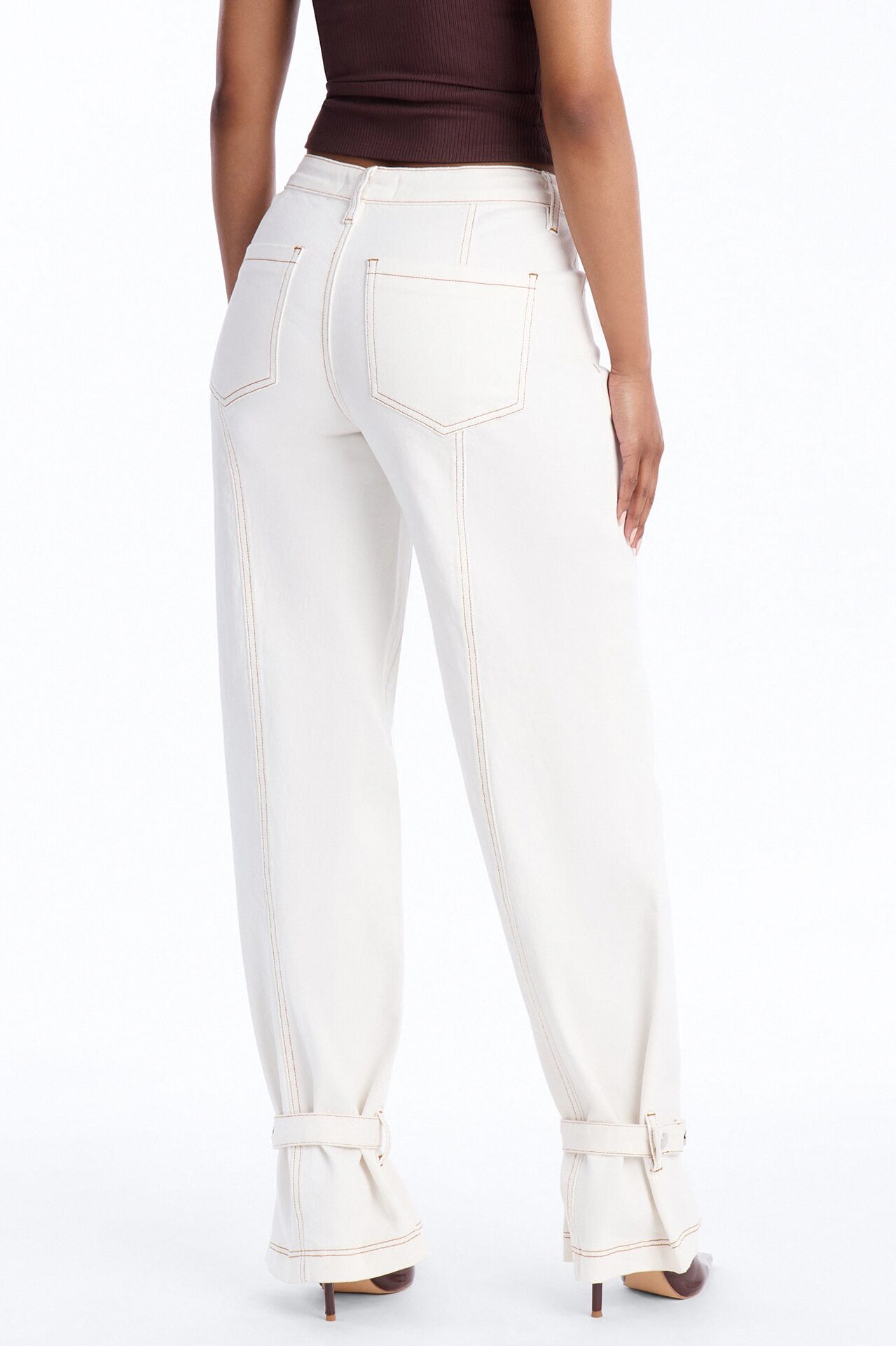 On The Brightside Stretch Straight Leg Jeans - White