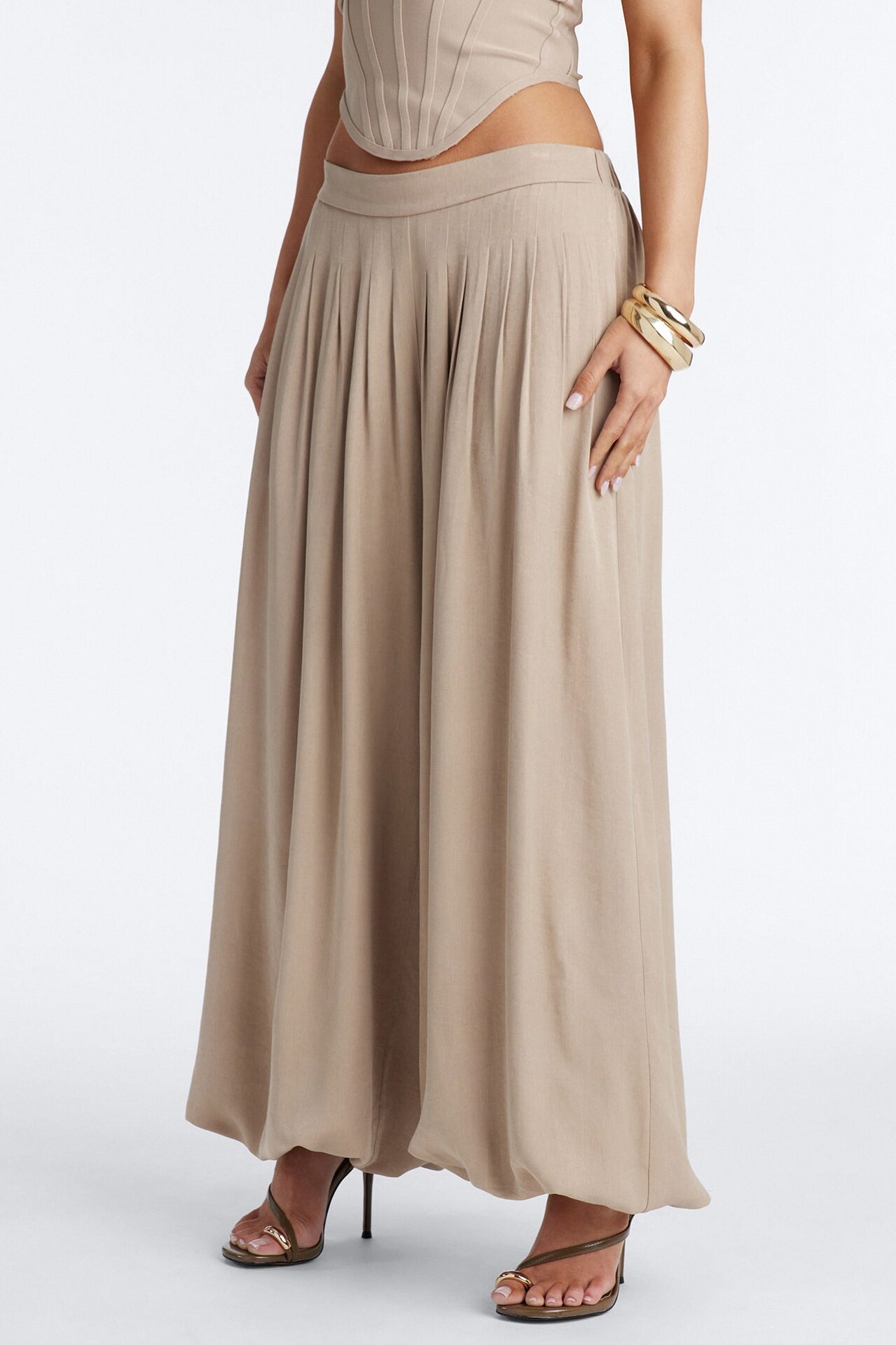 Never Too Much Pleated Balloon Pant 30″ - Taupe