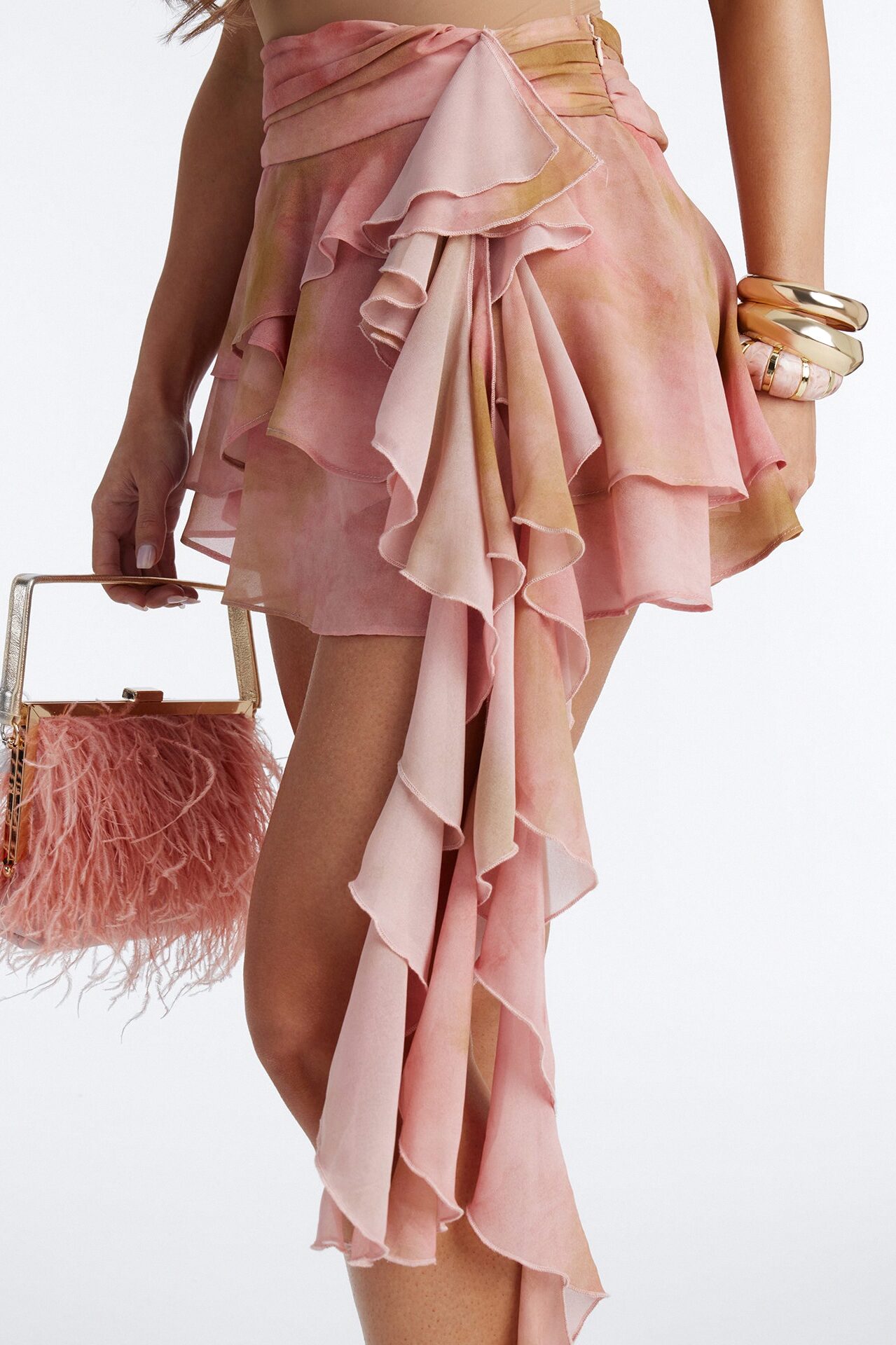 Waverly Ombre Draped Chiffon Mini Skirt - Pink/combo