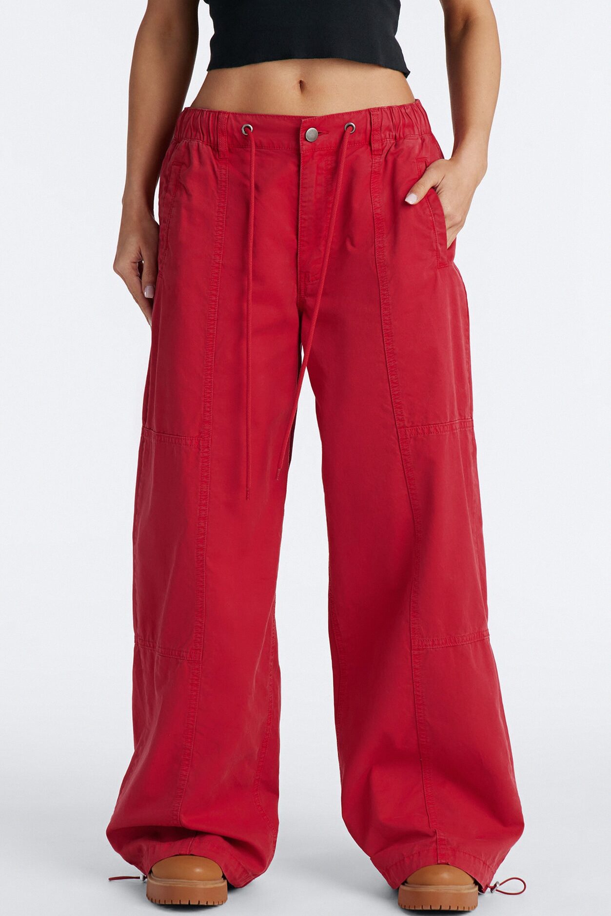 Olivia Wide Leg Jogger - Red
