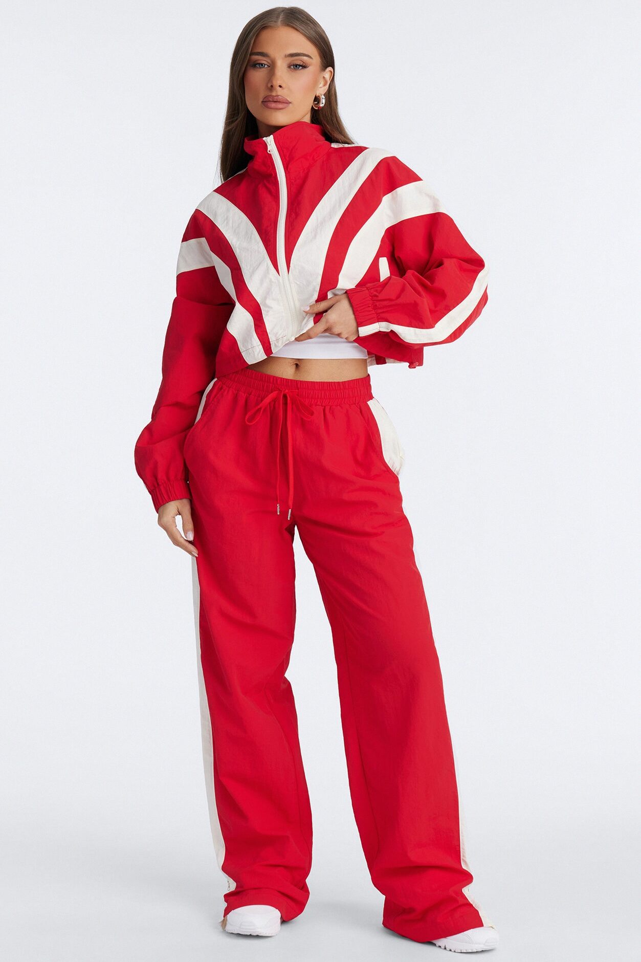 Fly Girl Era Color Block Windbreaker Jacket - Red