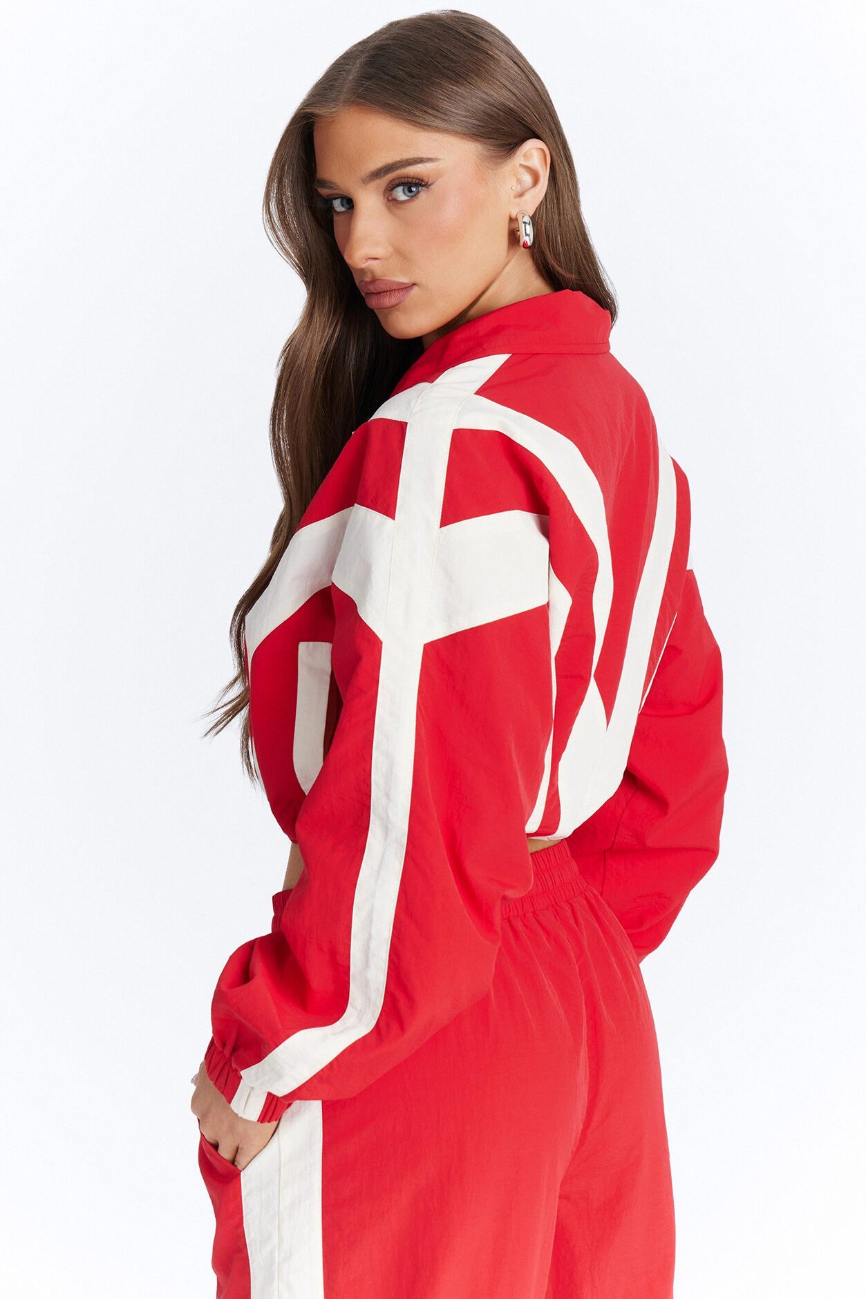 Fly Girl Era Color Block Windbreaker Jacket - Red