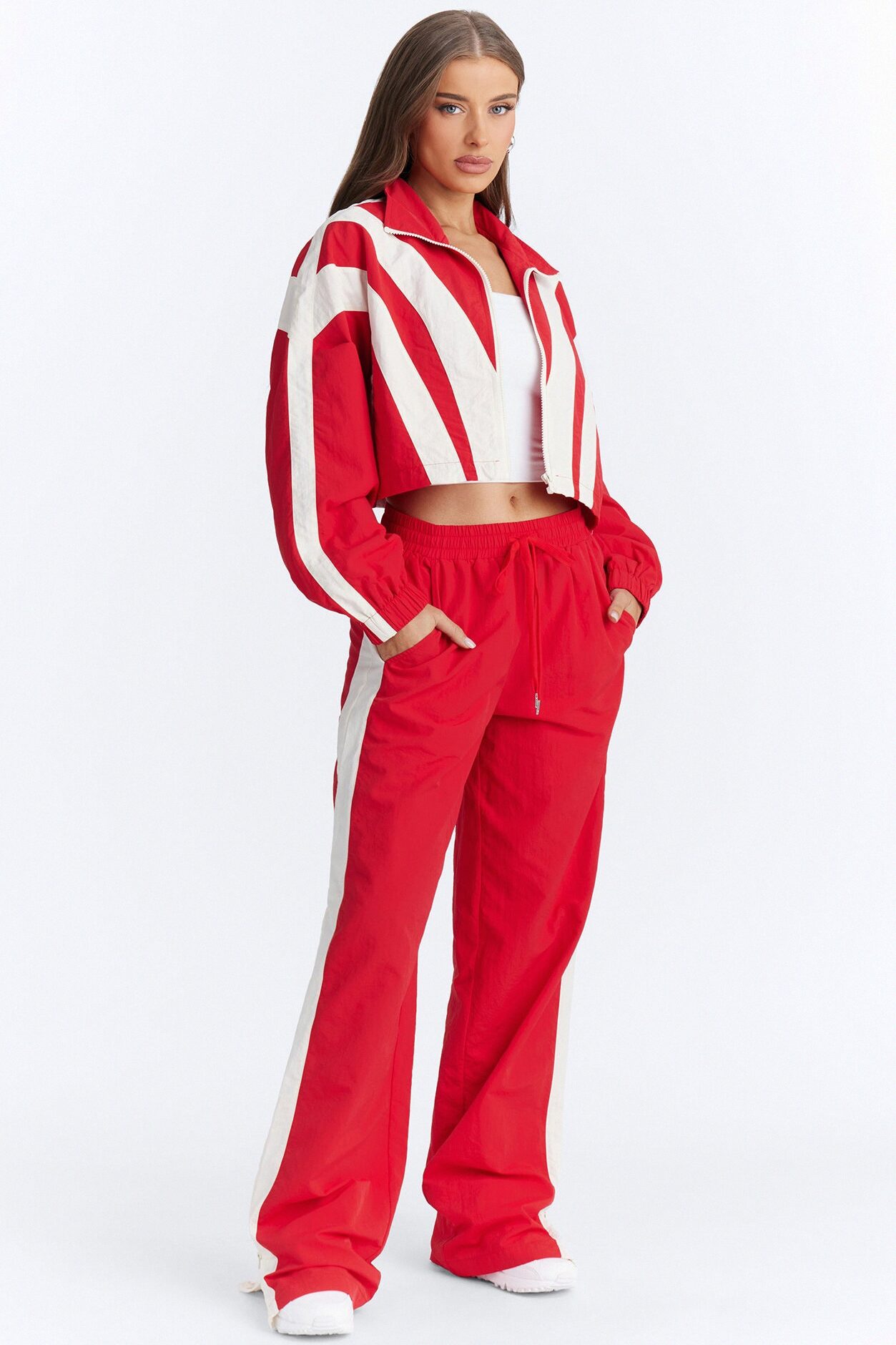 Fly Girl Era Color Block Windbreaker Pant″ - Red